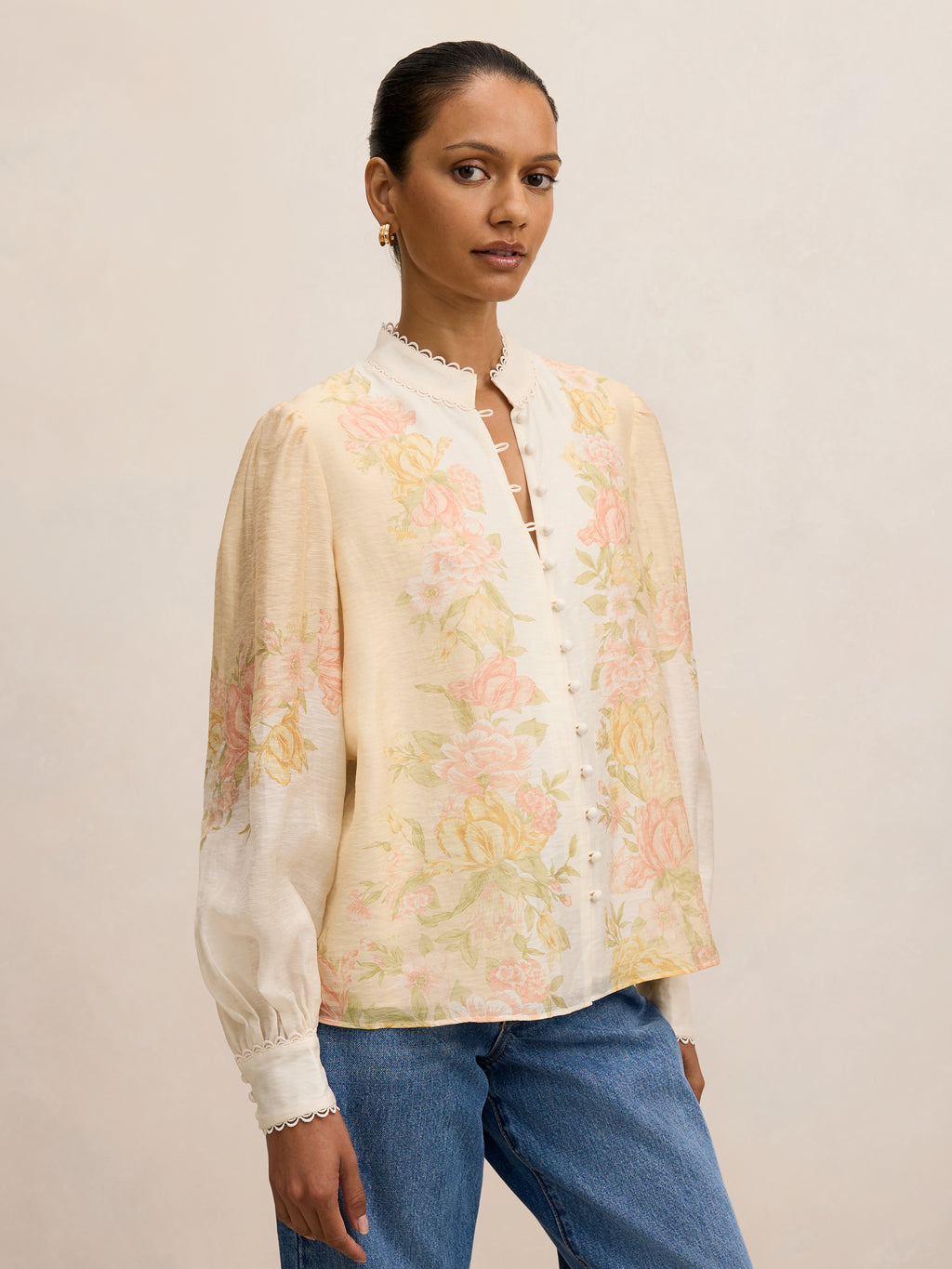 Emma Petite Trimmed Blouse