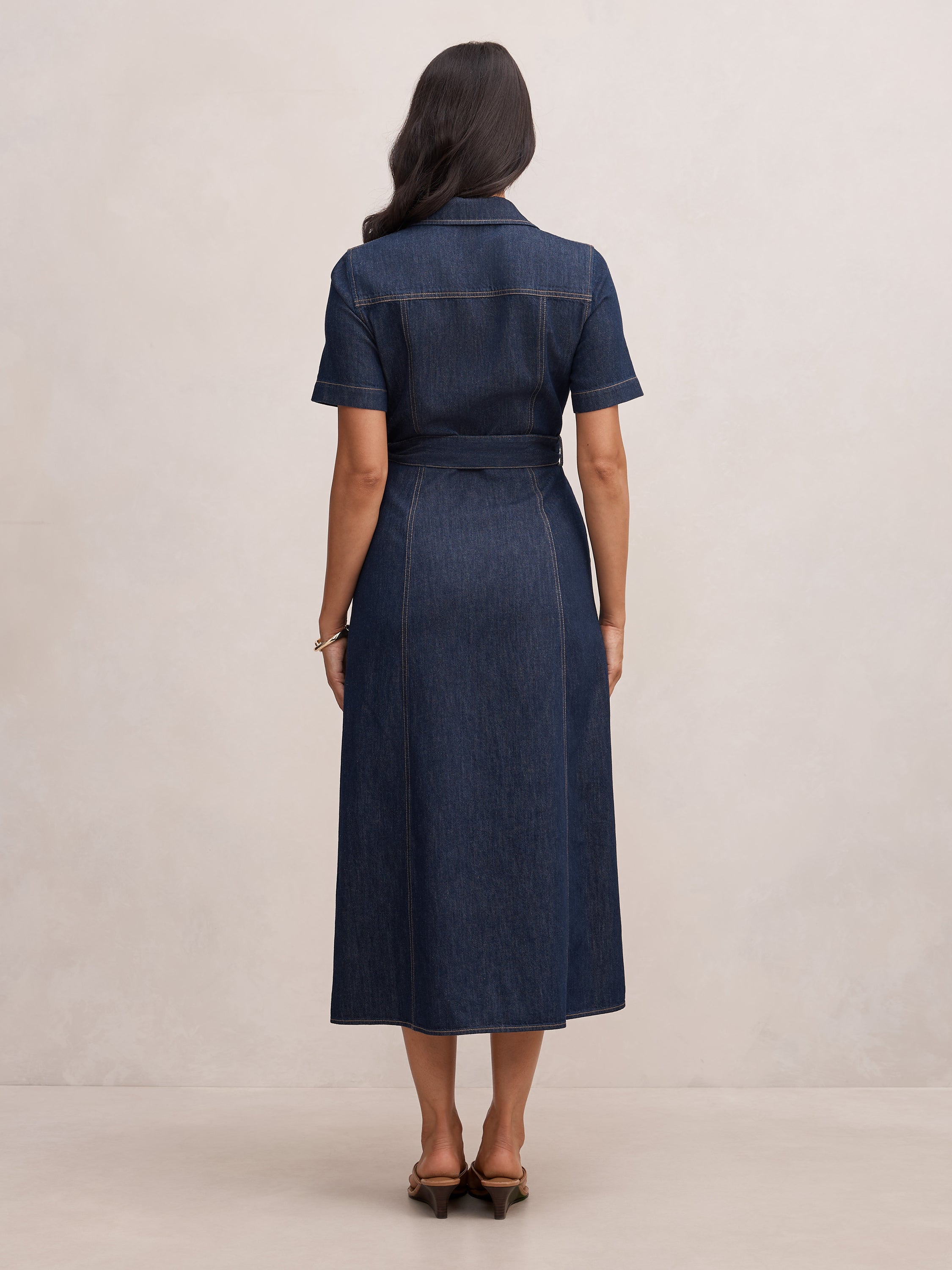 Millie Denim Midi Shirt Dress