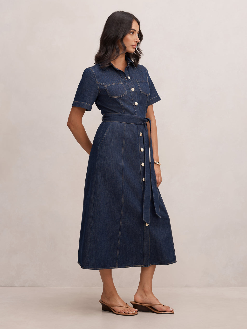 Millie Denim Midi Shirt Dress