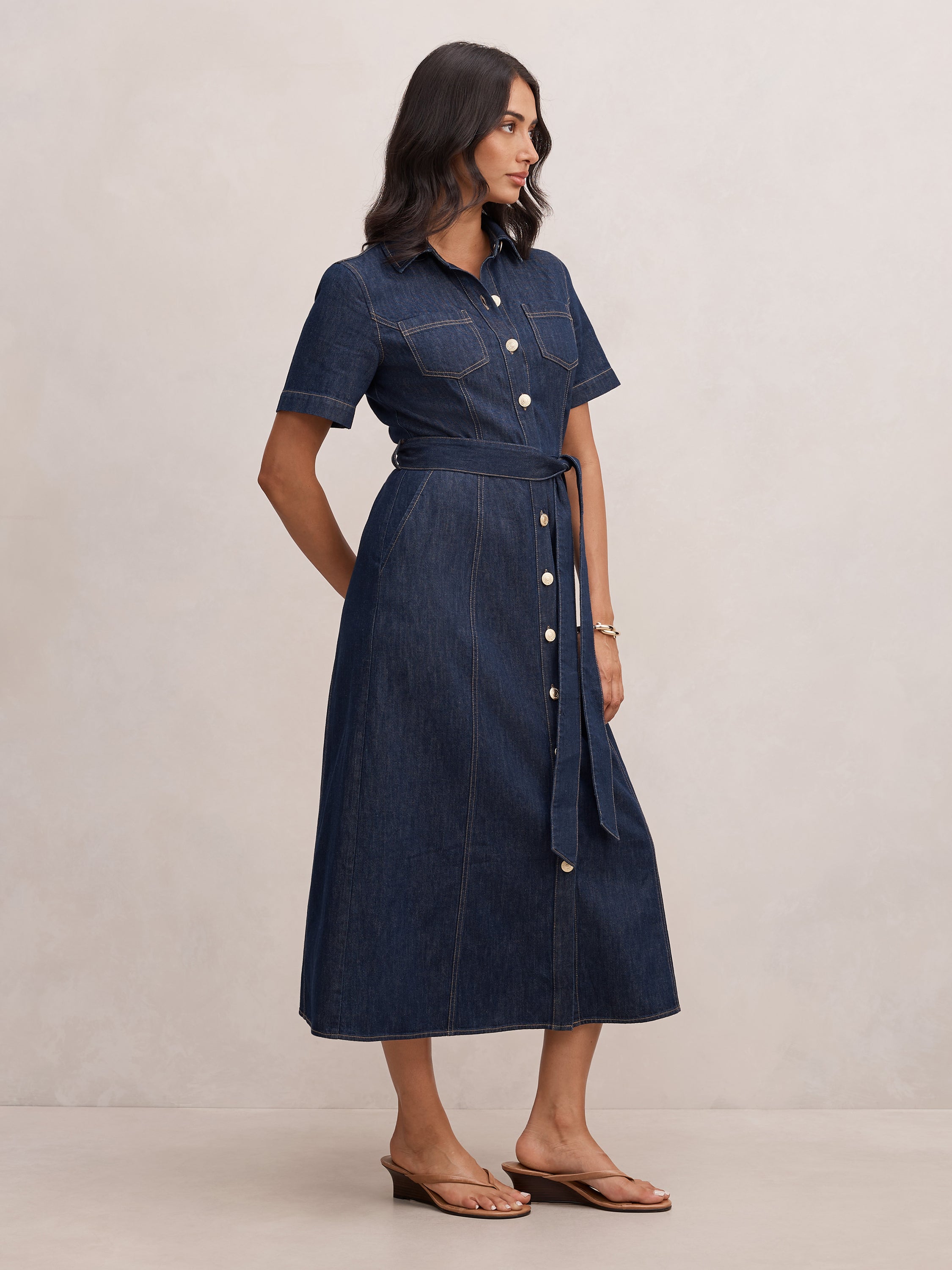 Millie Denim Midi Shirt Dress