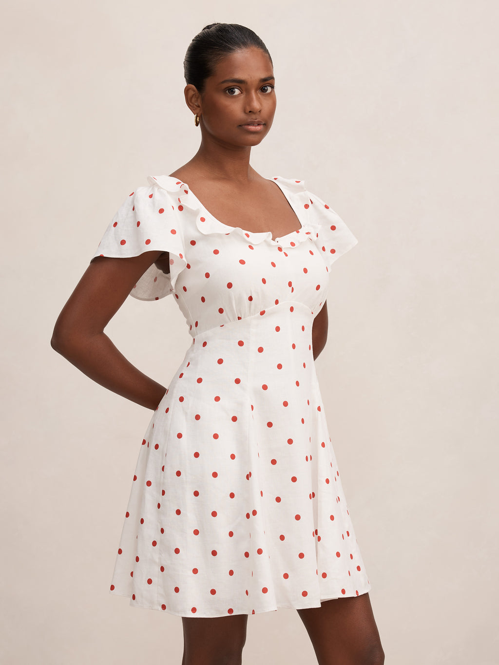 Riley Petite Ruffle Neck Mini Dress