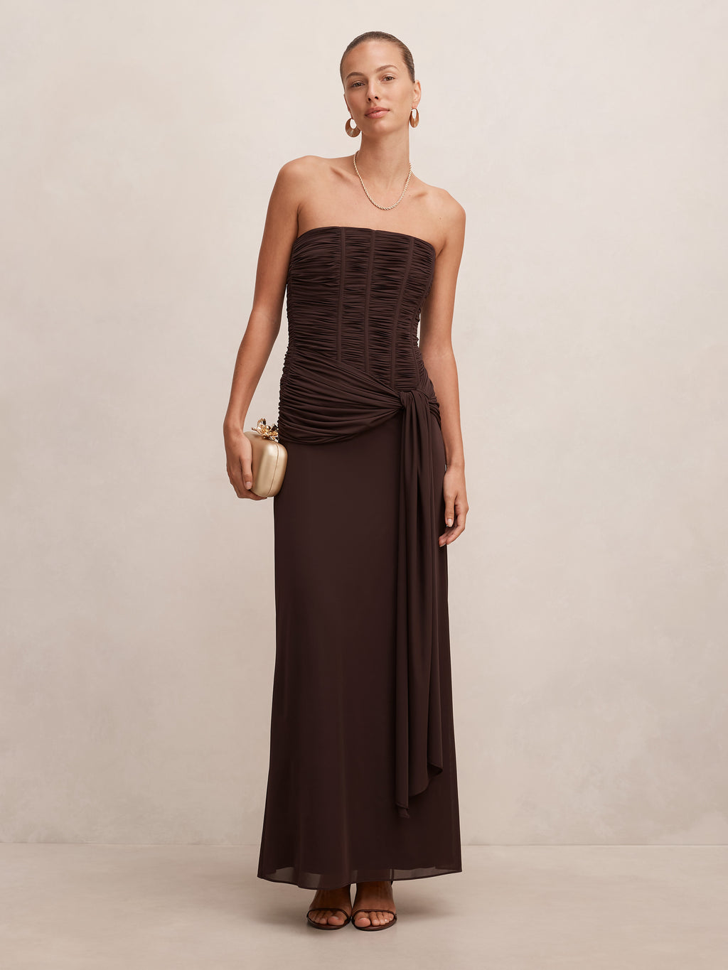 Lorelei Strapless Ruched Maxi