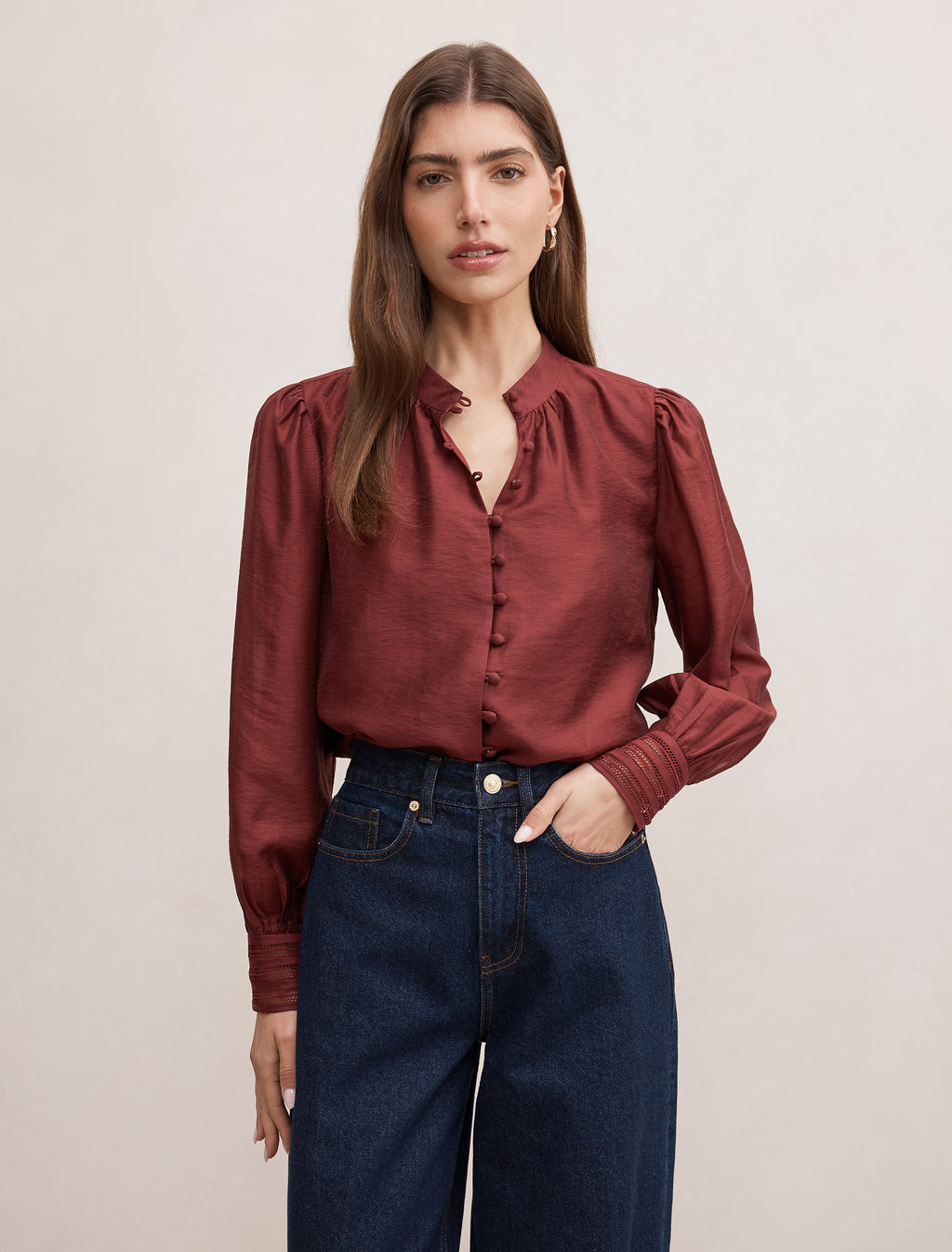 Robin Trim Cuff Blouse