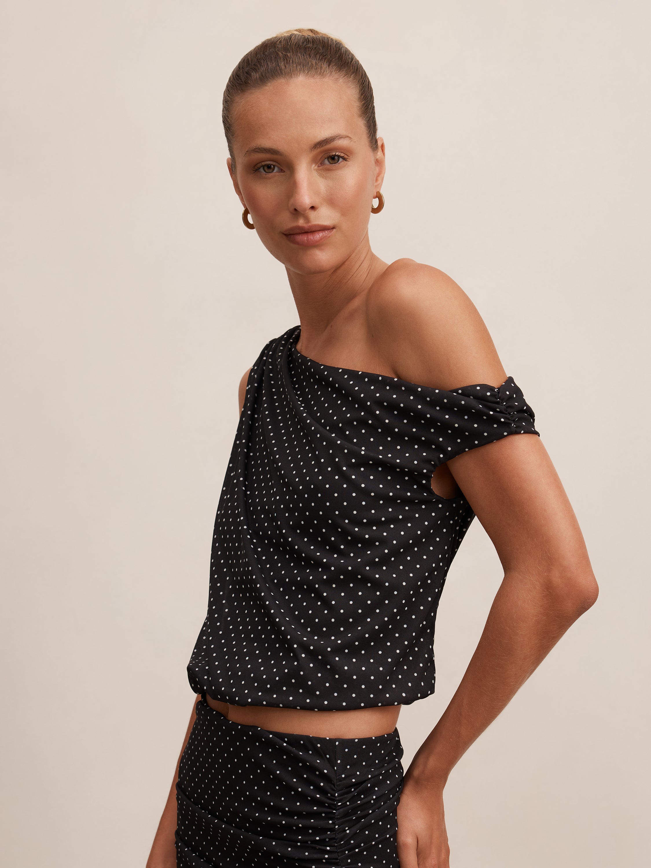 Mila Tipped Shoulder Drape Top