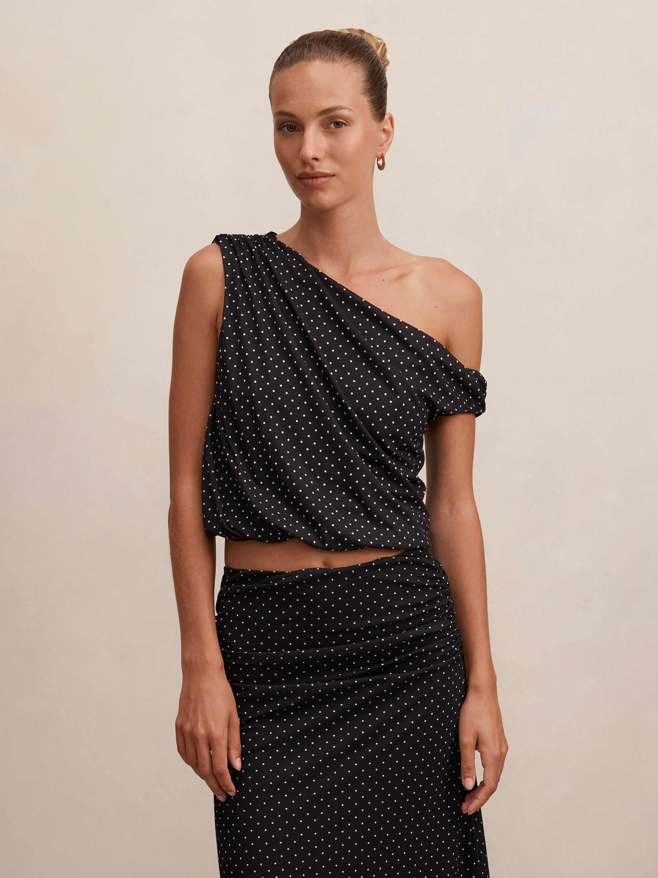 Mila Tipped Shoulder Drape Top