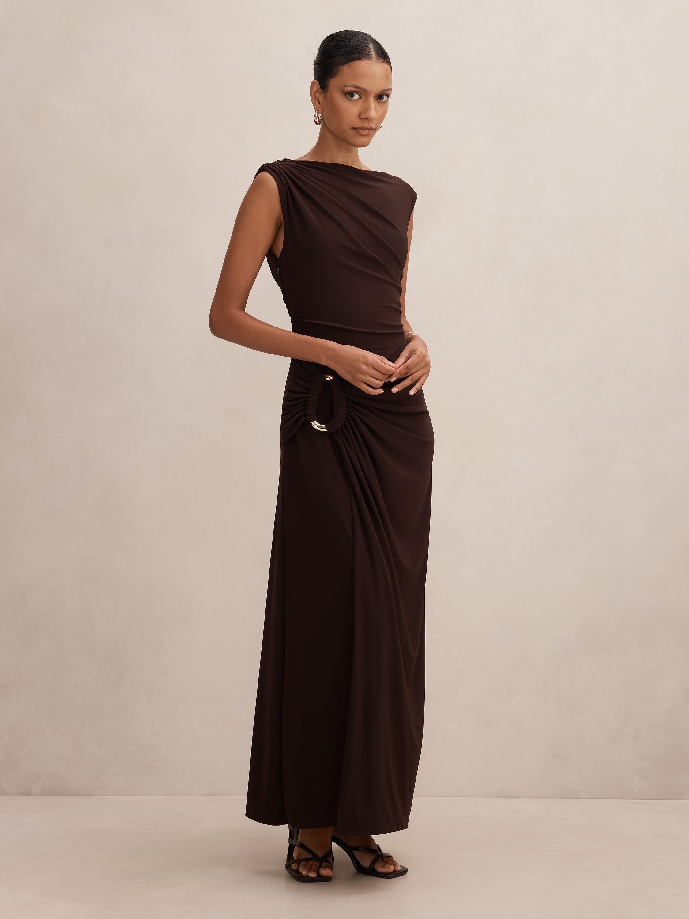 Fiora Petite Hardware Jersey Maxi Dress