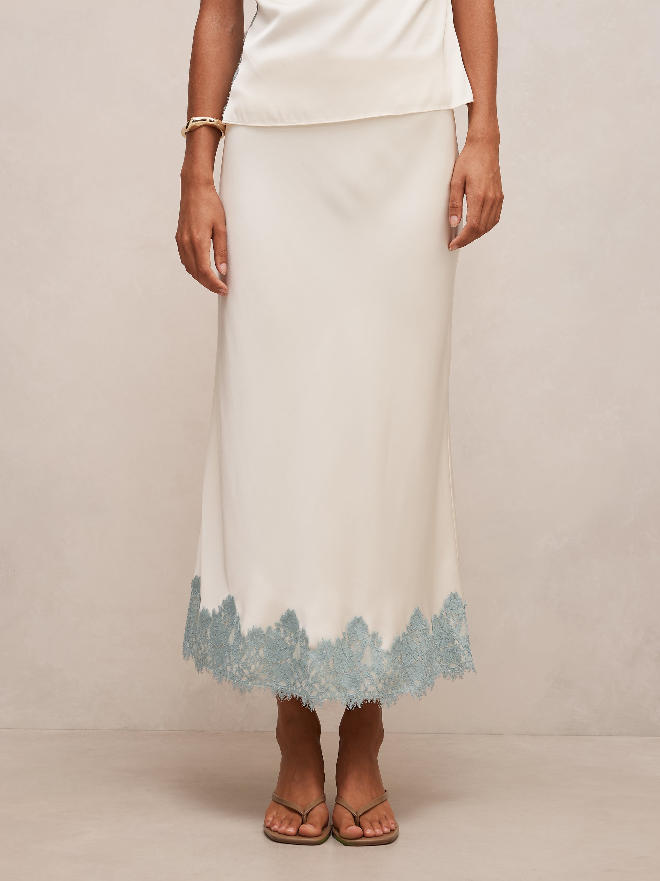 Adele Lace Trim Midi Skirt
