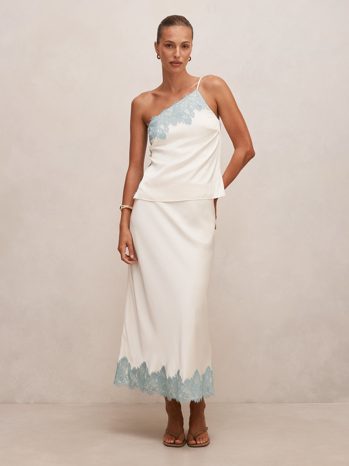 Adele Lace Trim Midi Skirt