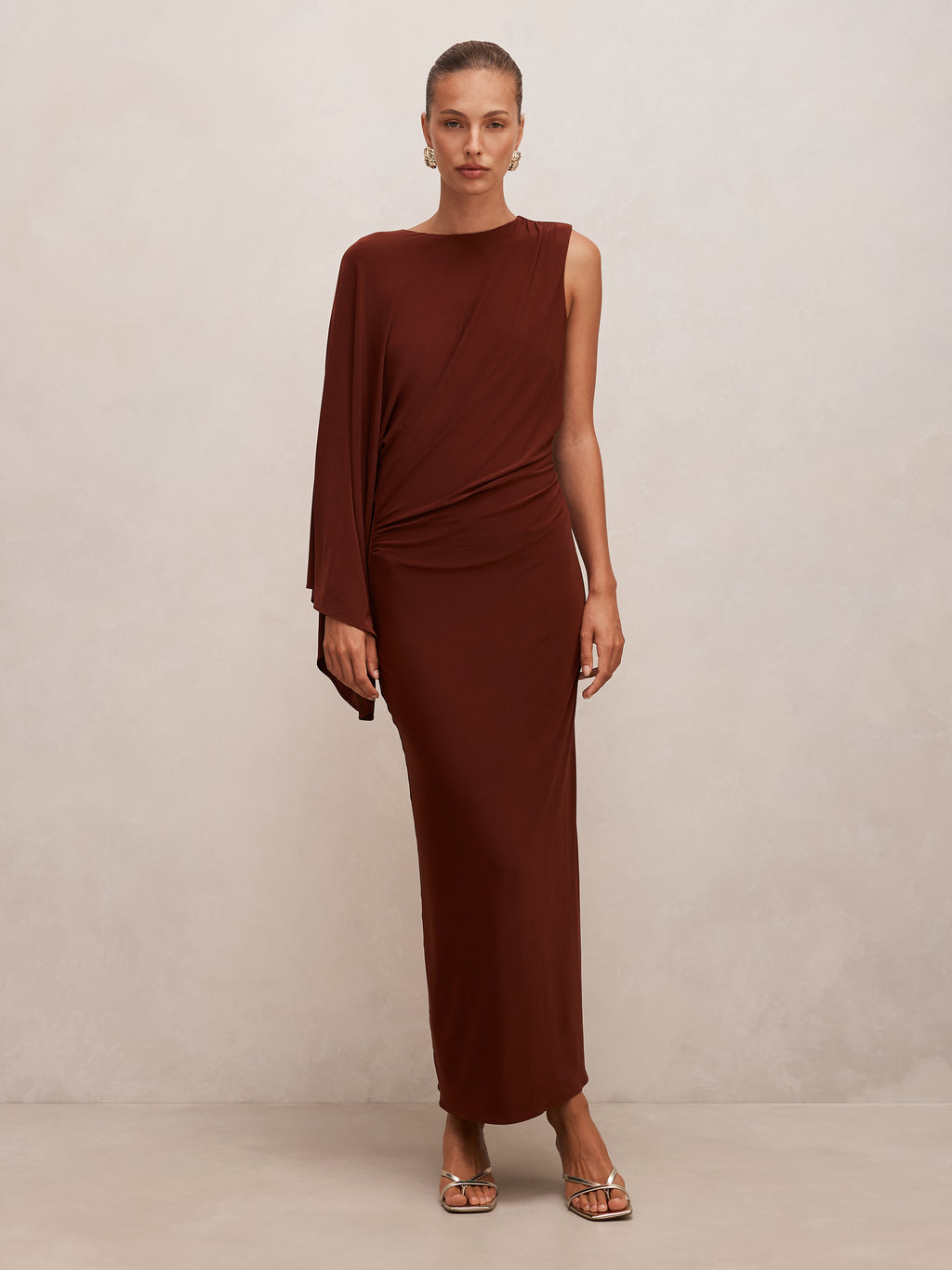 Fleur Cape Shoulder Maxi Dress