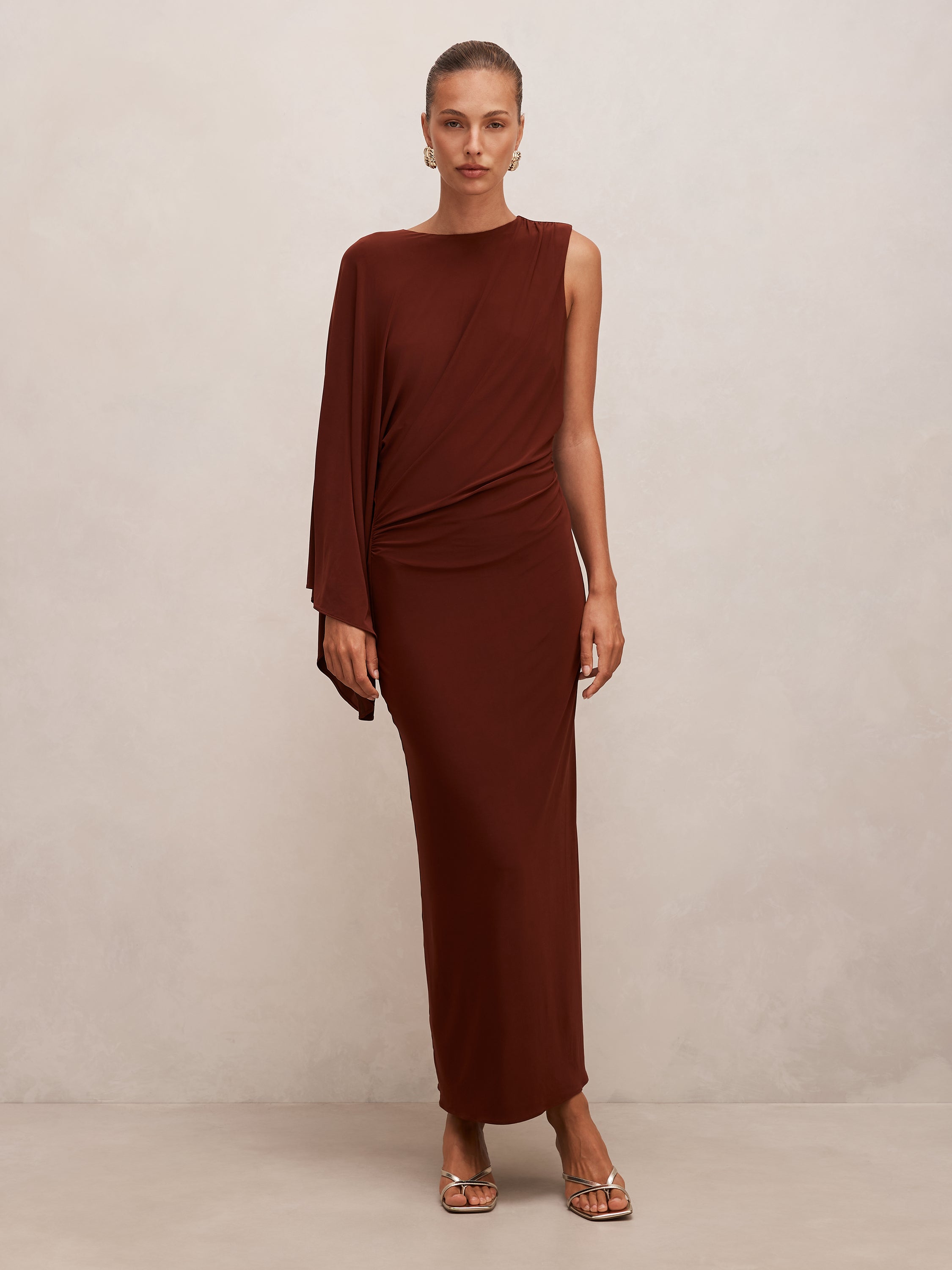 Fleur Cape Shoulder Maxi Dress