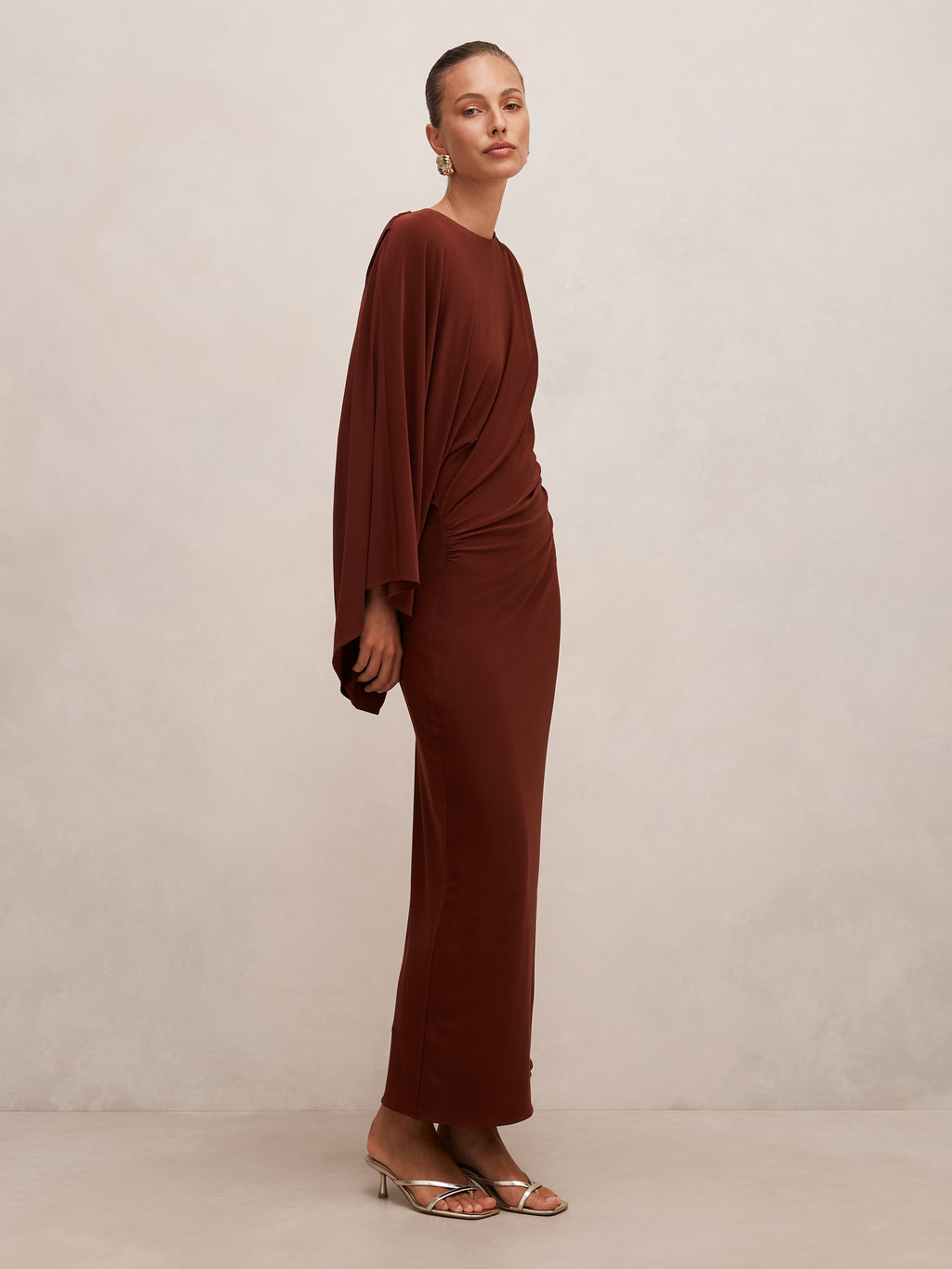 Fleur Cape Shoulder Maxi Dress