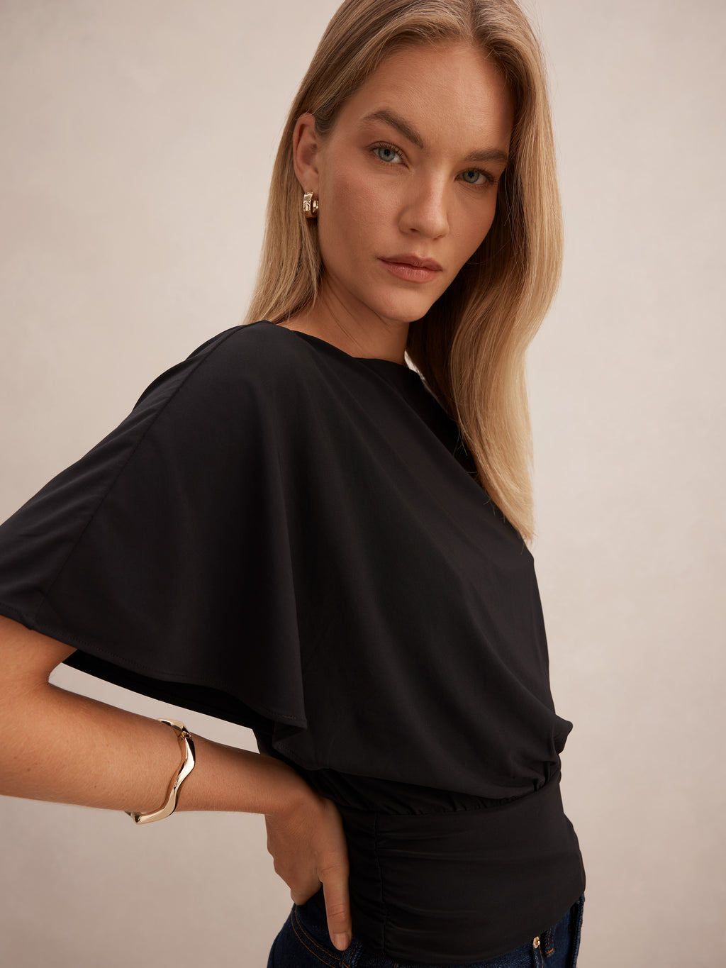 Piper Cinched Flutter Sleeve Top
