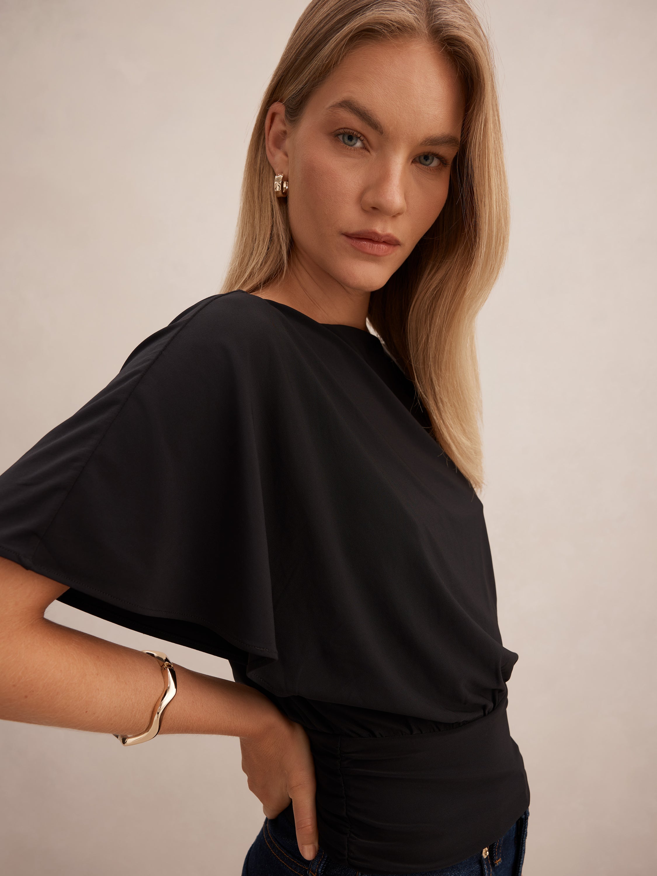 Piper Cinched Flutter Sleeve Top