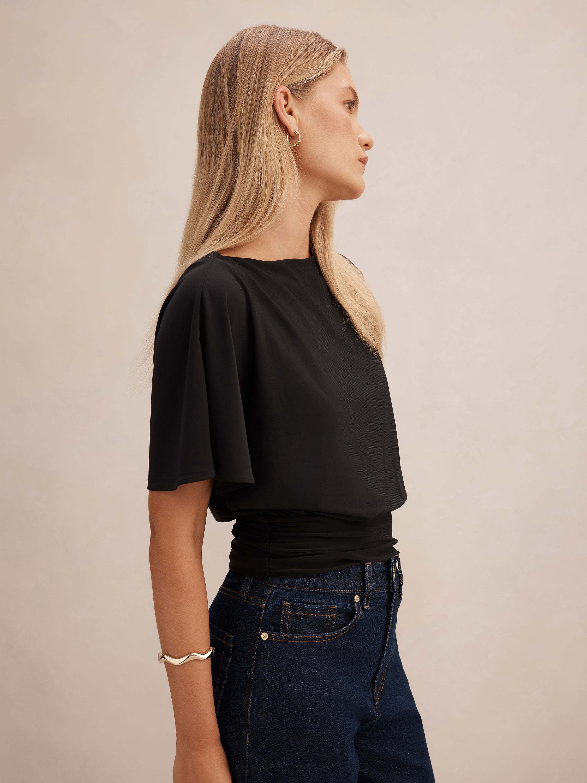 Piper Cinched Flutter Sleeve Top