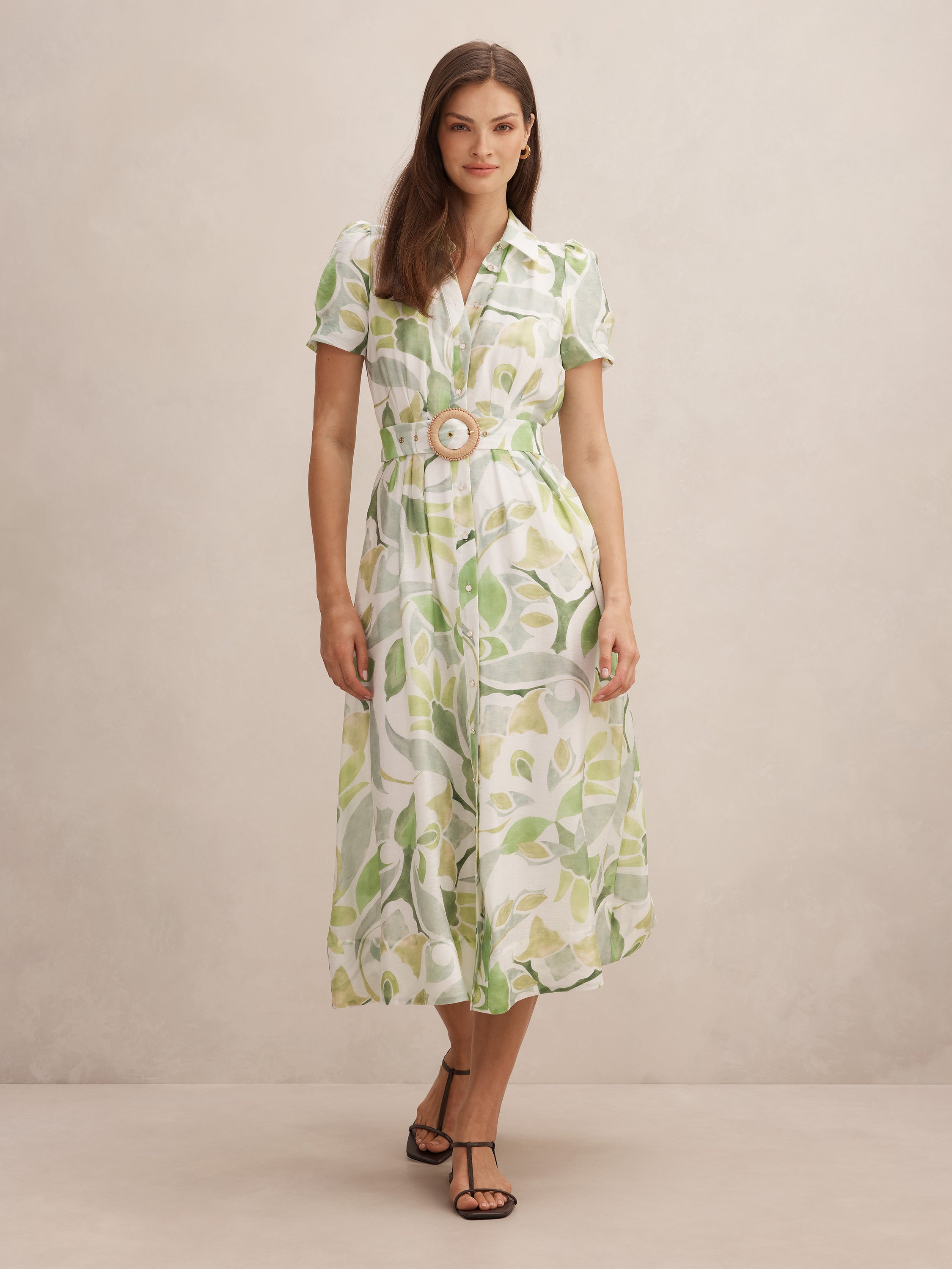 Avery Short Sleeve Seam Detail Midi Dress