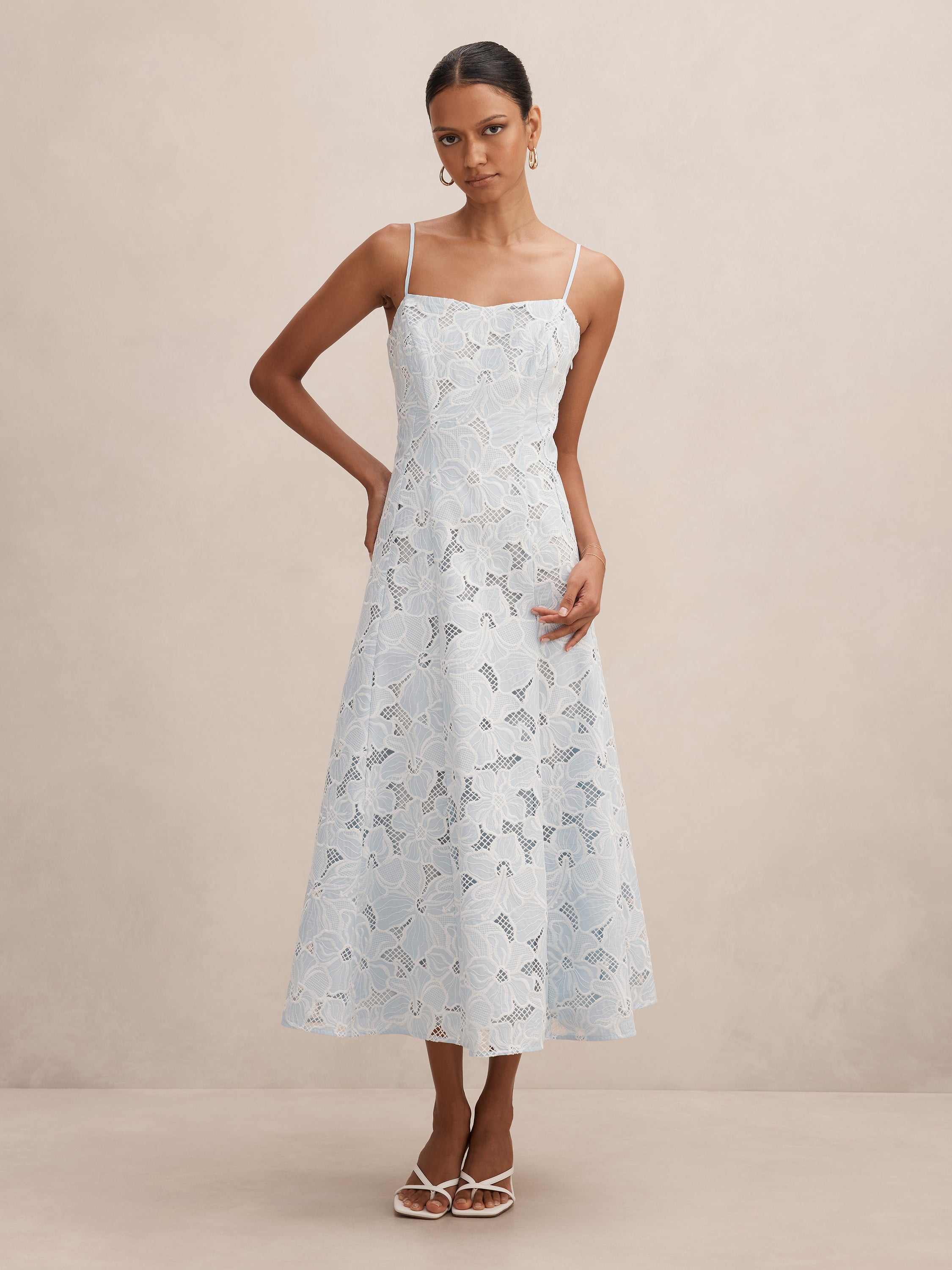 Buy Millie Petite Embroidered Midi Dress - Blue - Online | Forever New