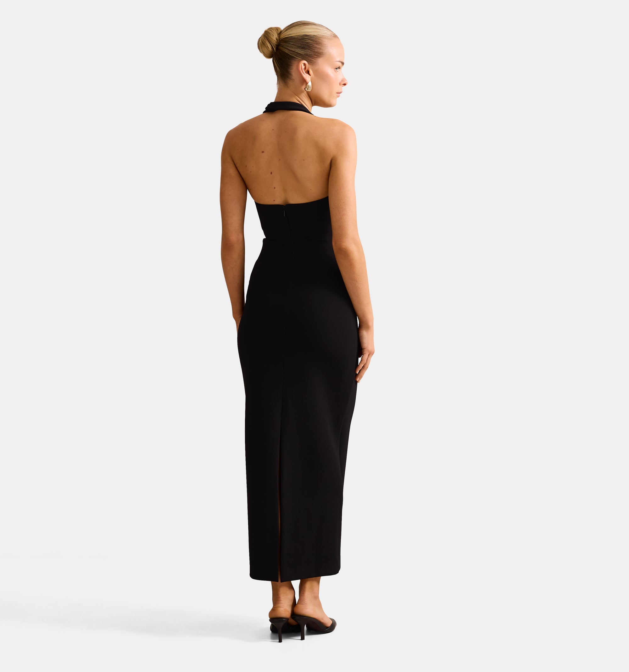 Georgie Halter Ruched Bodycon Midi Dress