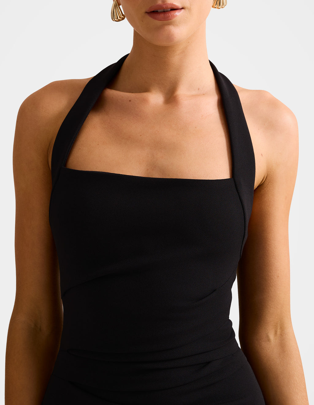 Georgie Halter Ruched Bodycon Midi Dress