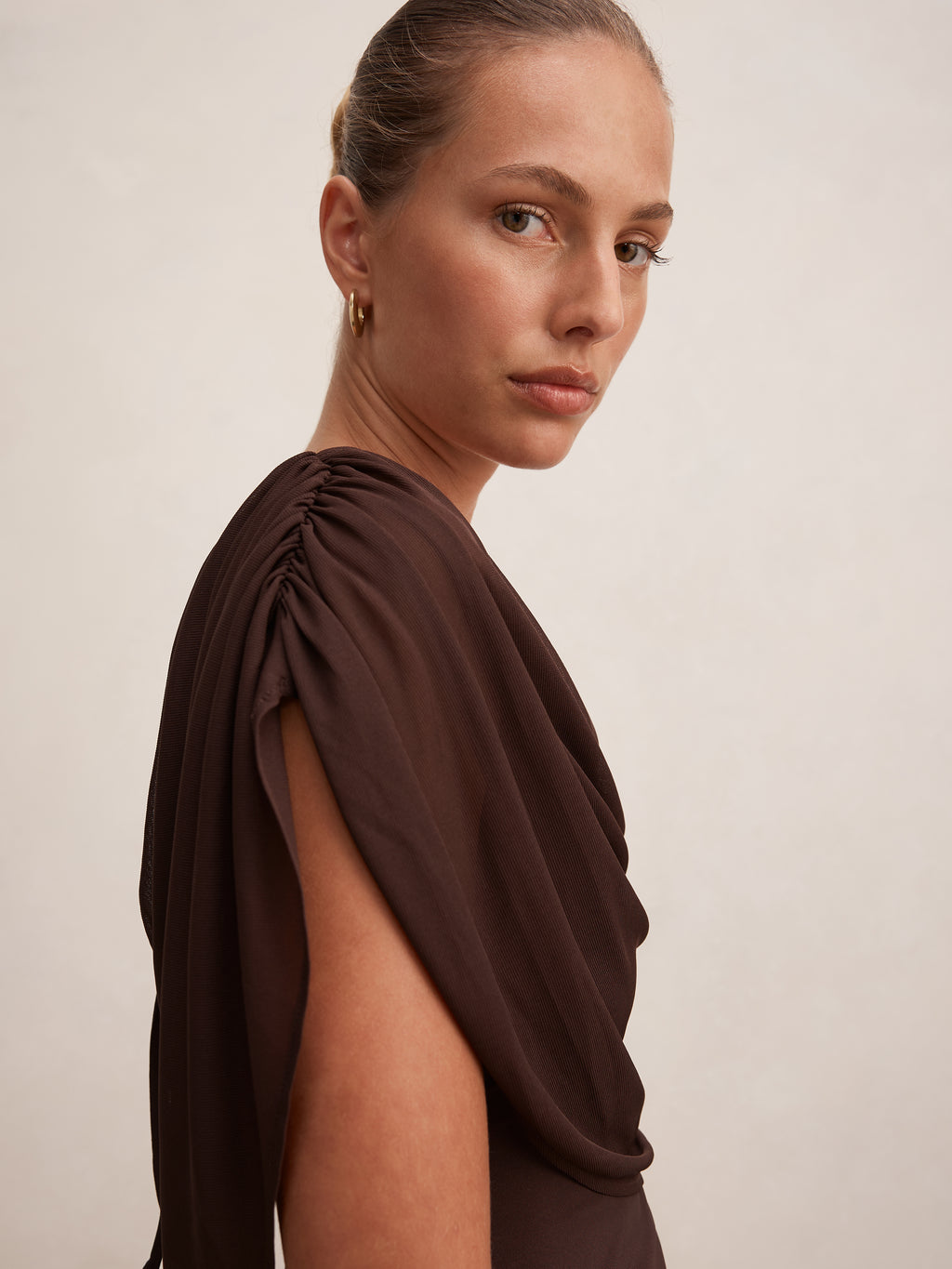 Olivia Draped Mesh Cape Top