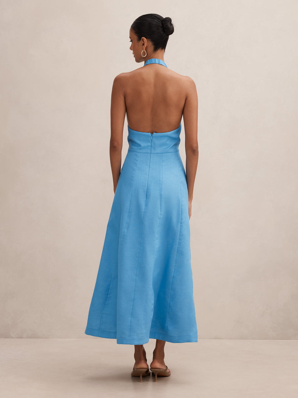 Angie Petite Halter Linen Midi Dress