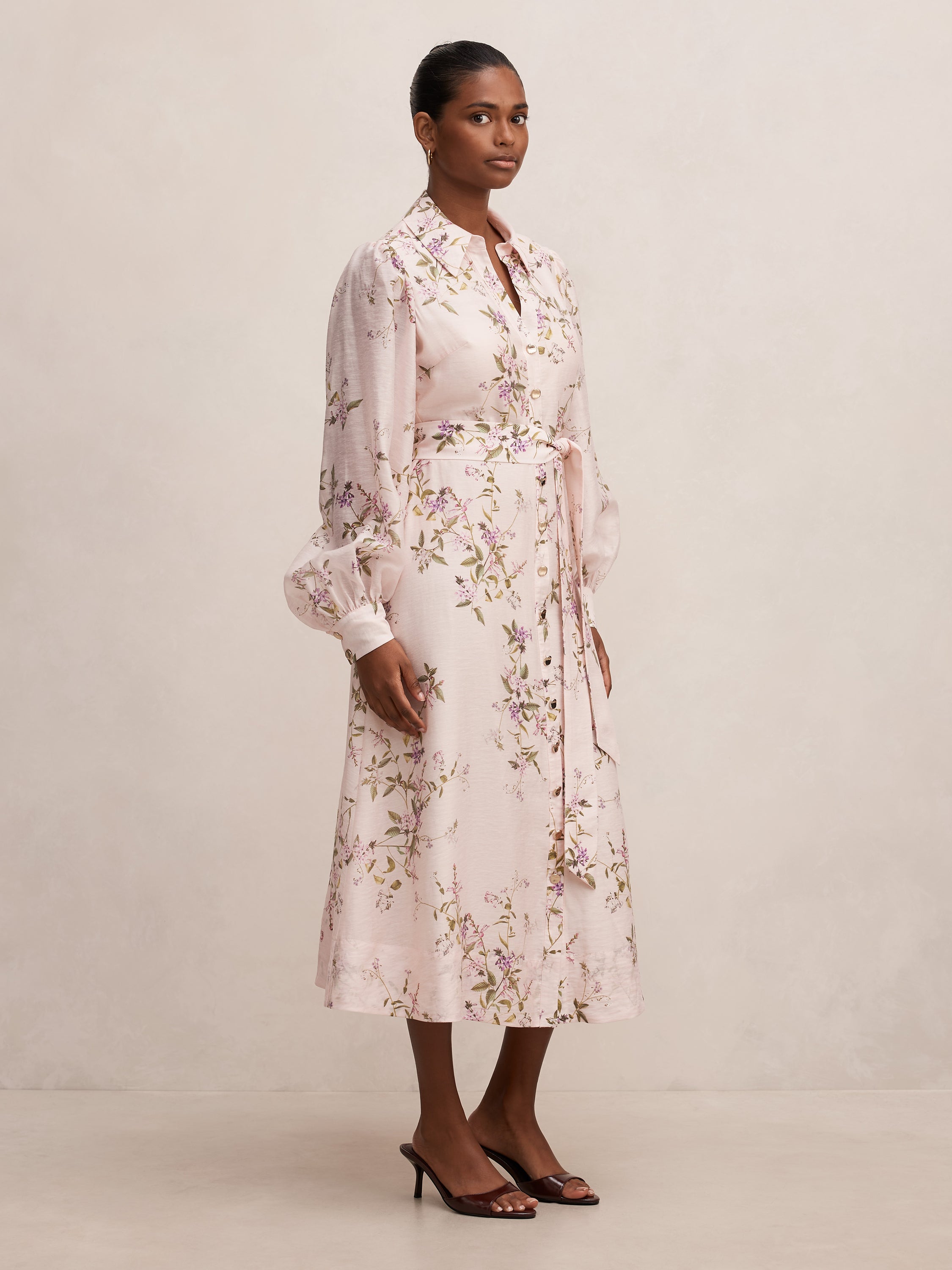 Buy Hazel Petite Shirt Midi Dress - Pink - Online