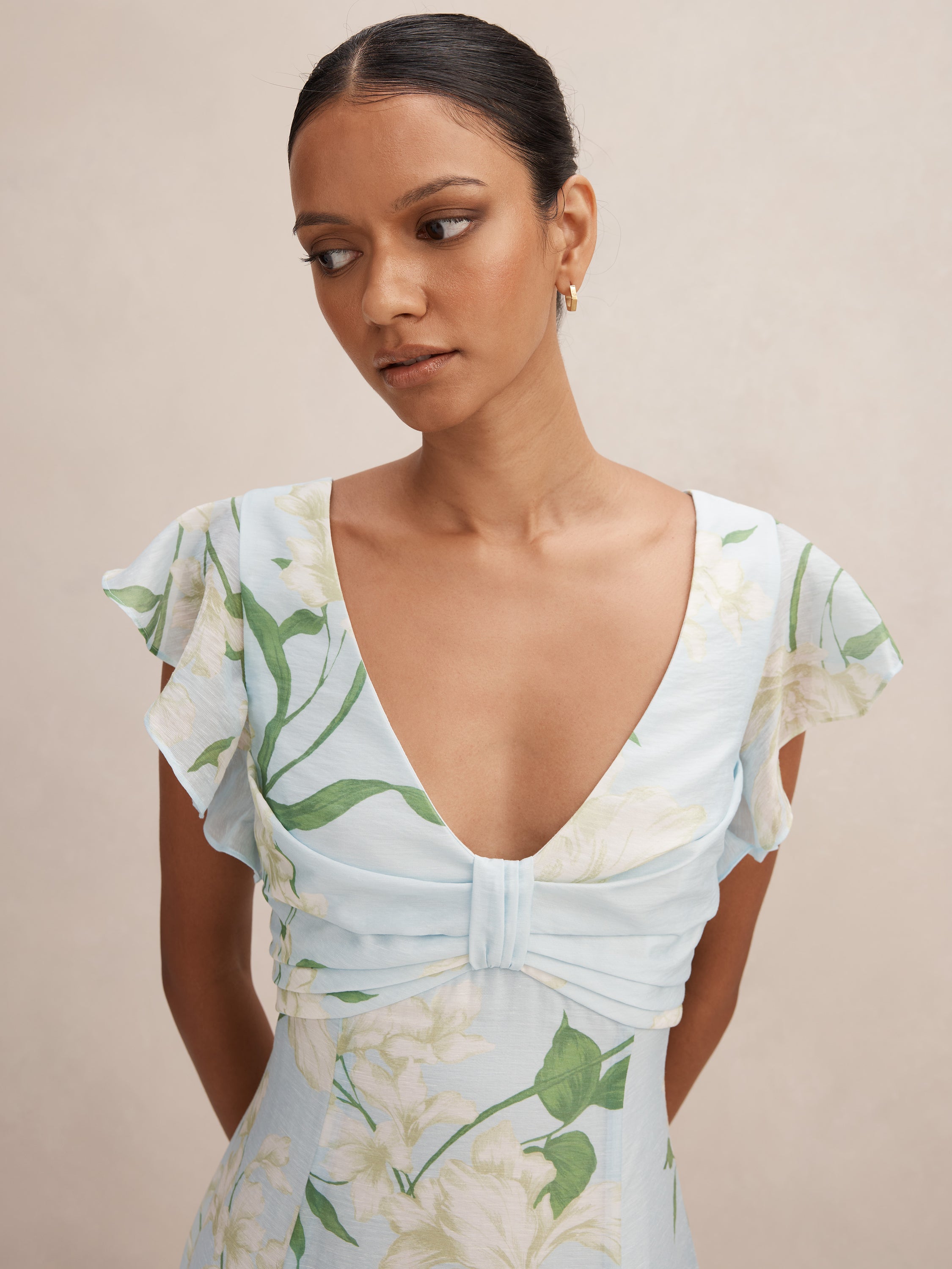 Brenda Petite Flutter Sleeve Maxi Dress