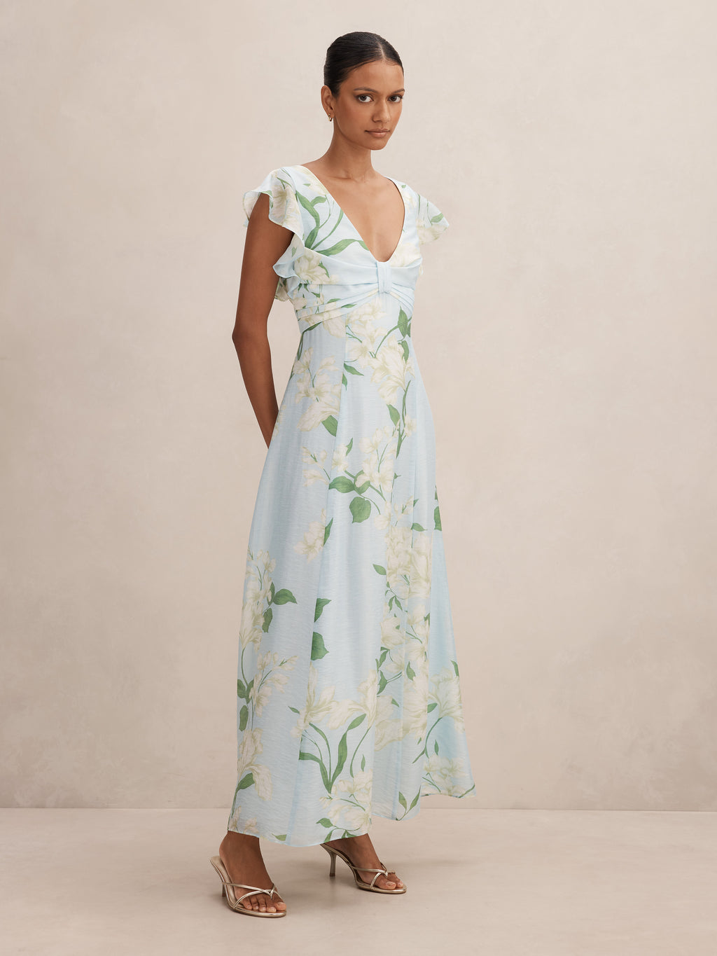 Brenda Petite Flutter Sleeve Maxi Dress