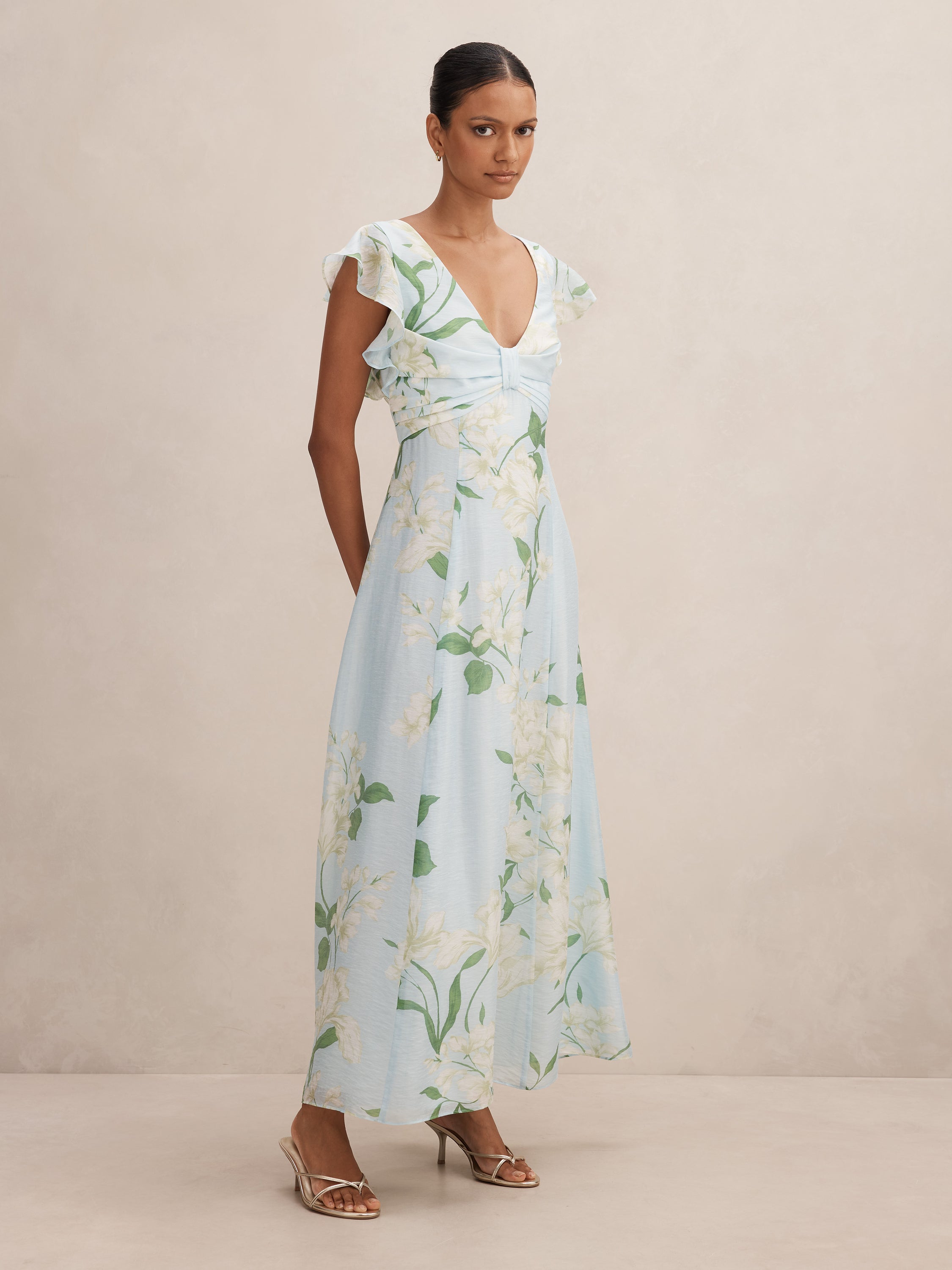Brenda Petite Flutter Sleeve Maxi Dress