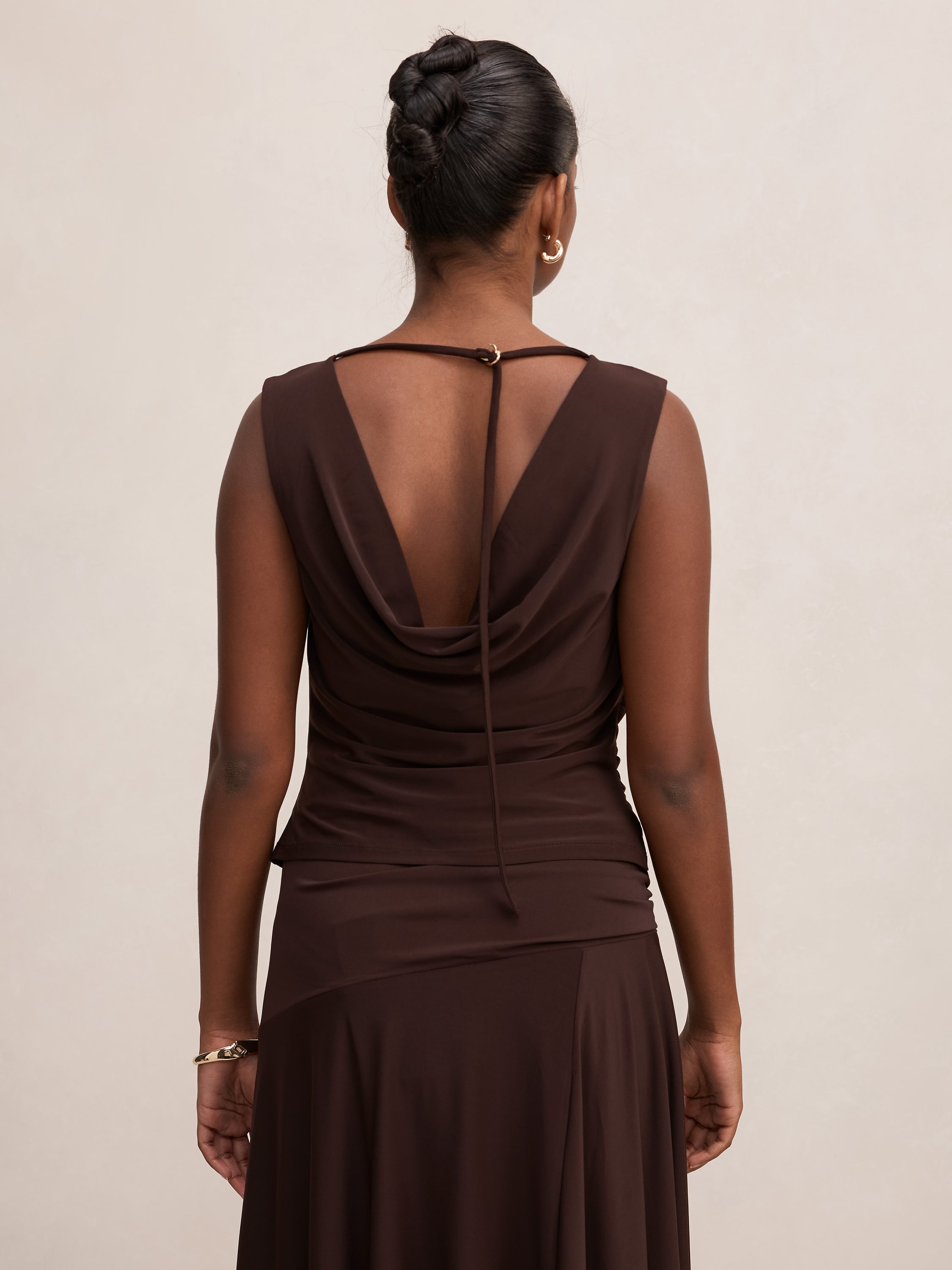 Ada Petite Drape Cowl Back Top