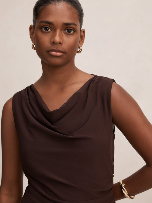 Ada Petite Drape Cowl Back Top