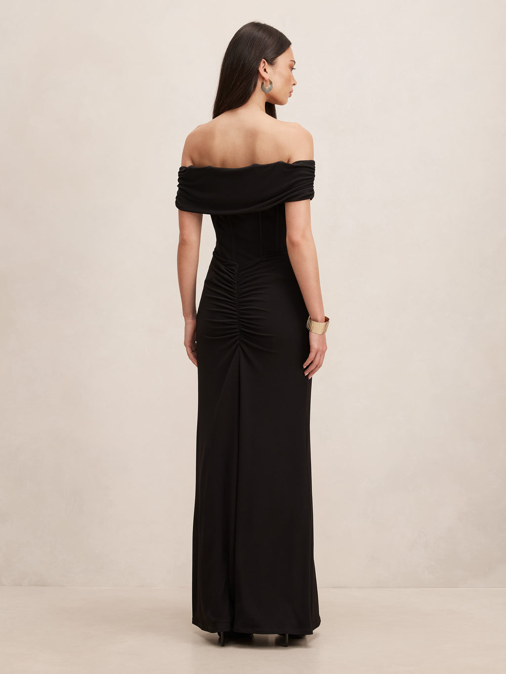 Ania Ruched Bardot Maxi Dress