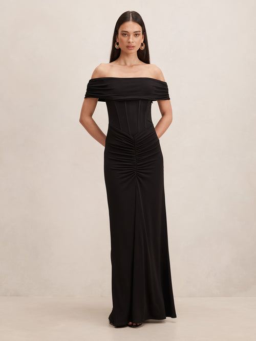 Ania Ruched Bardot Maxi Dress