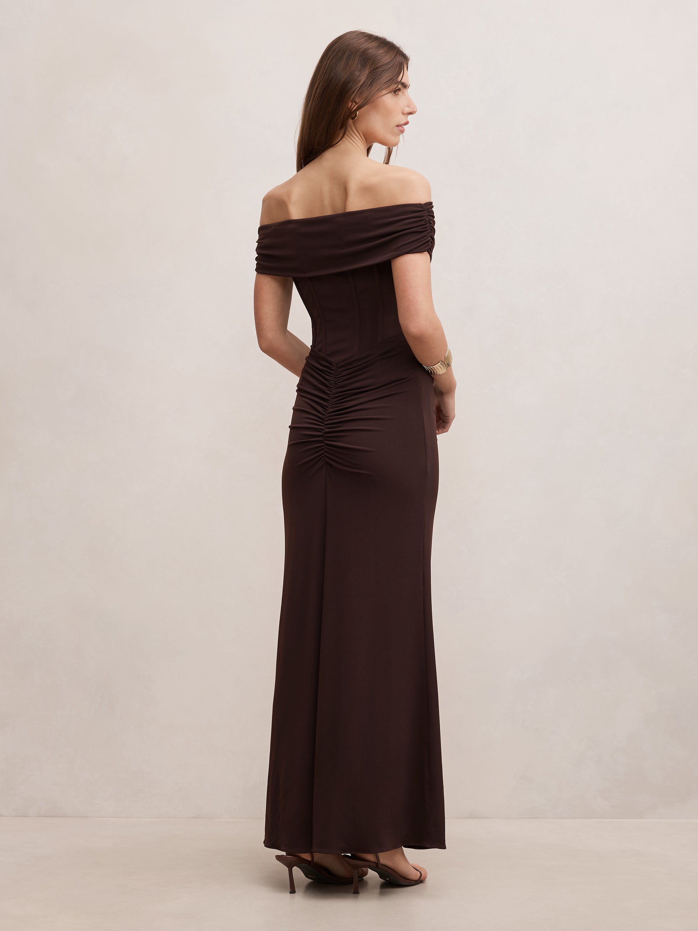 Ania Ruched Bardot Maxi Dress