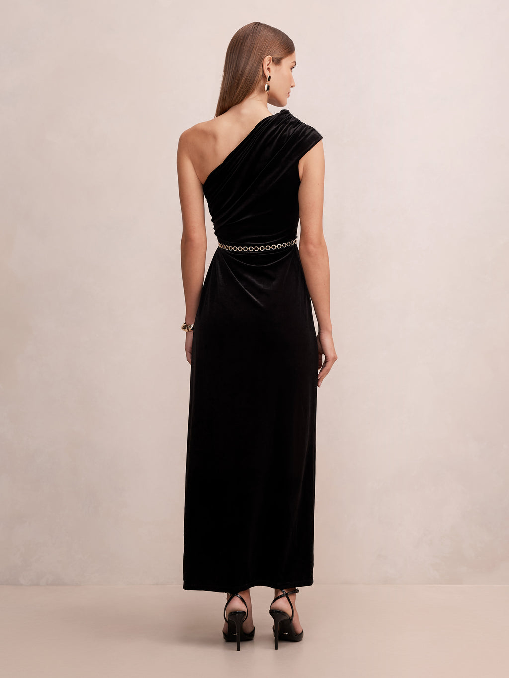 Venita One Shoulder Velvet Maxi