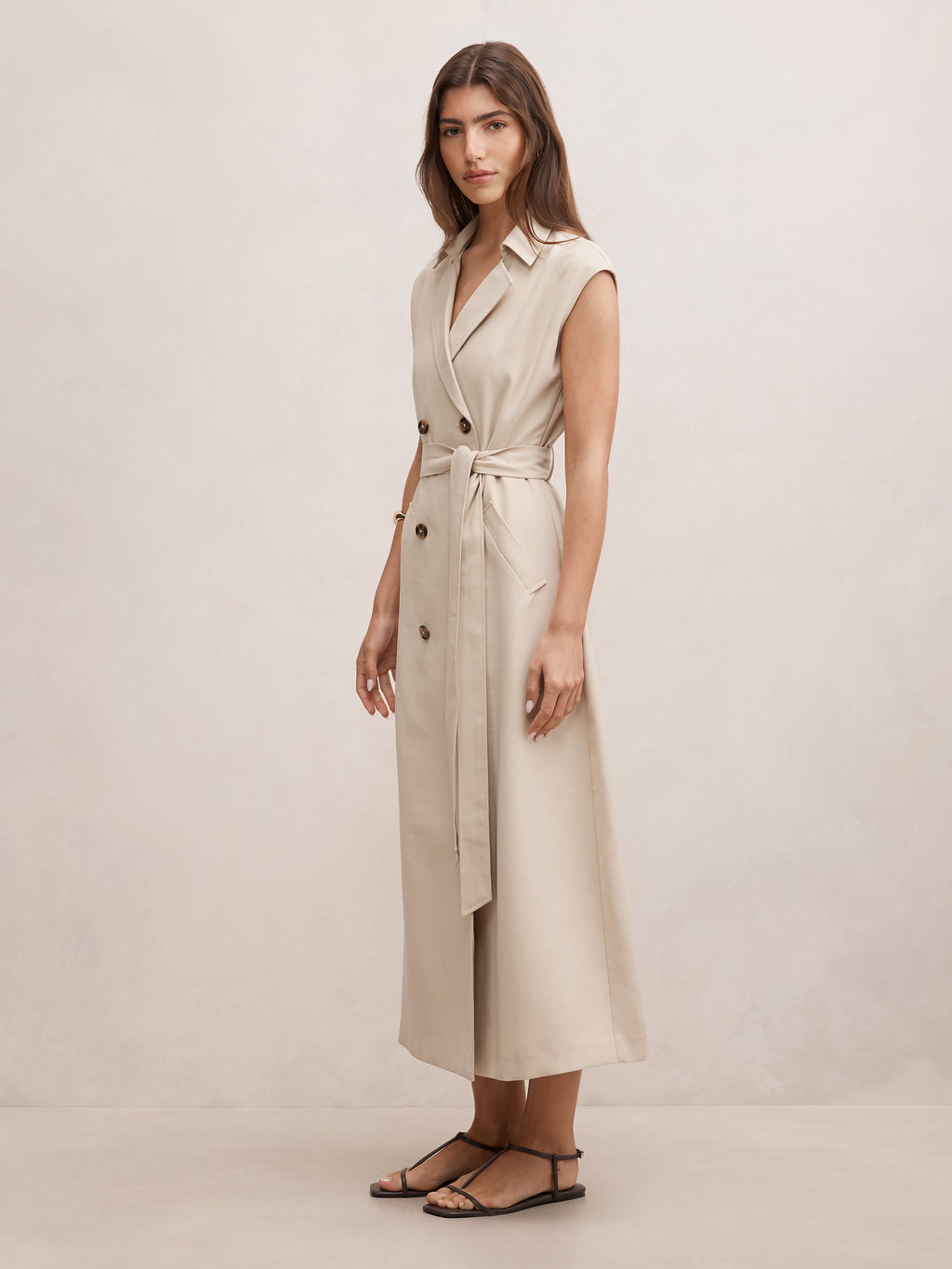 Elsa Sleeveless Trench Midi Dress