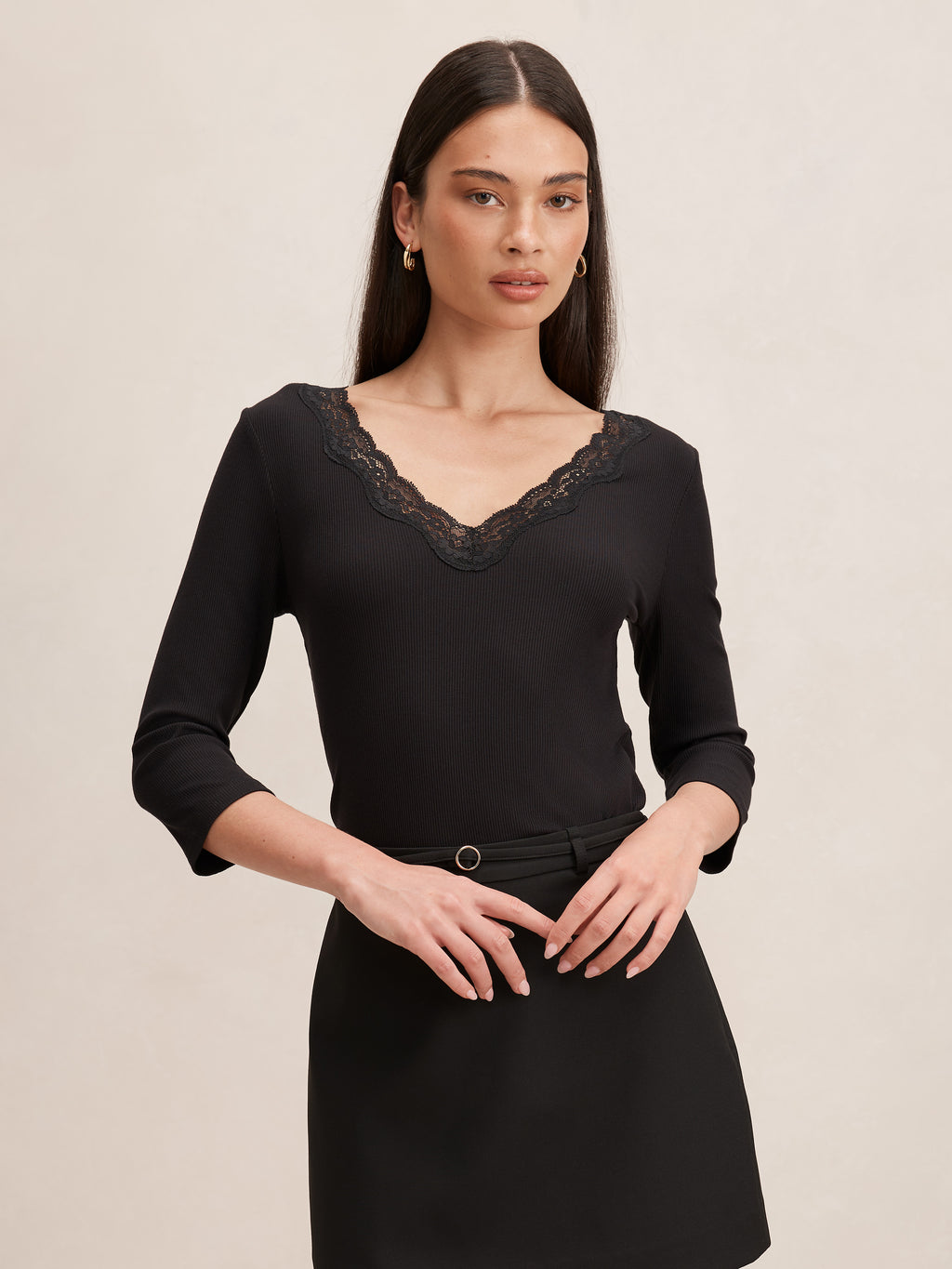 Selena Lace Trim 3/4 Sleeve
