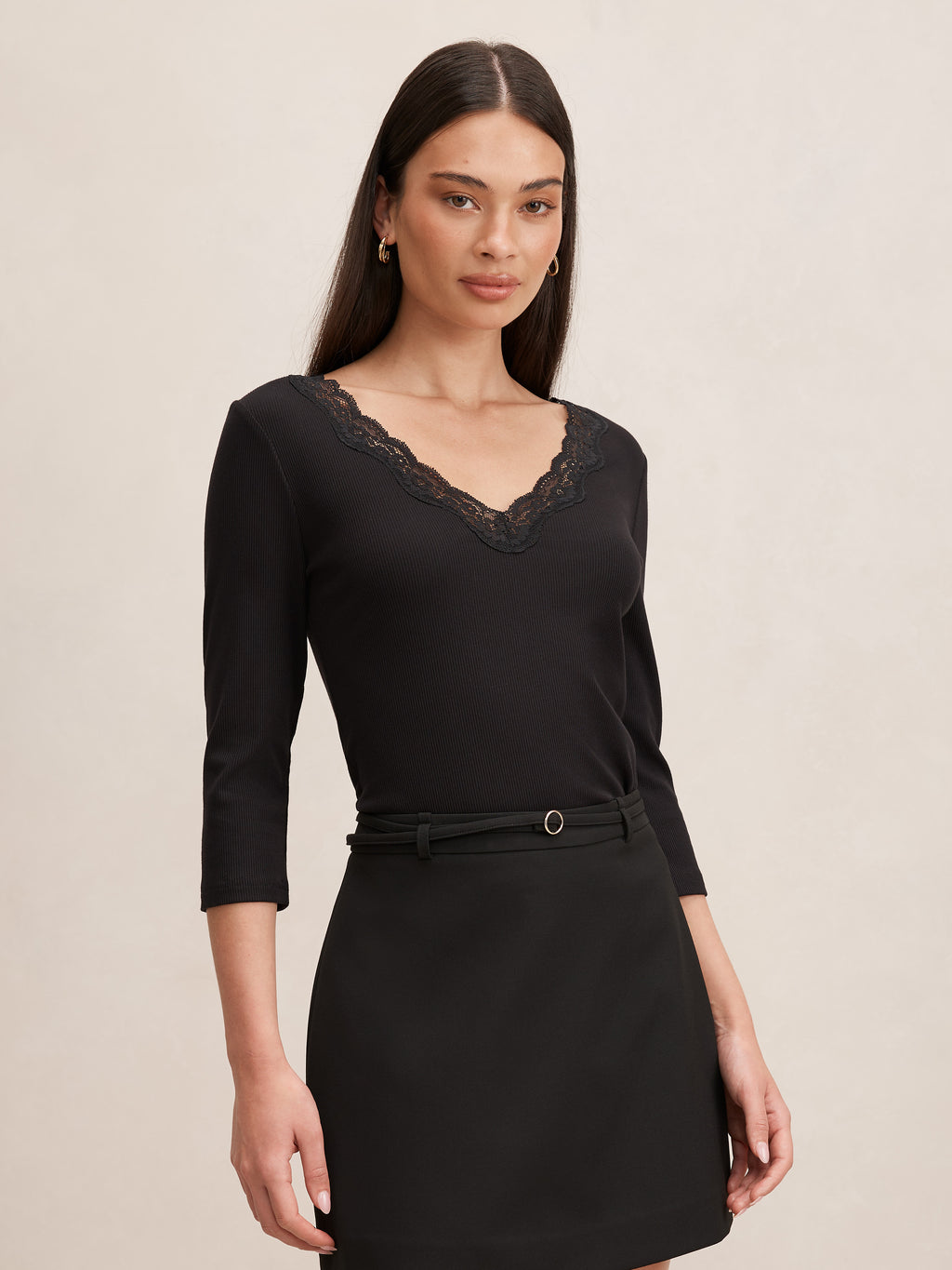 Selena Lace Trim 3/4 Sleeve