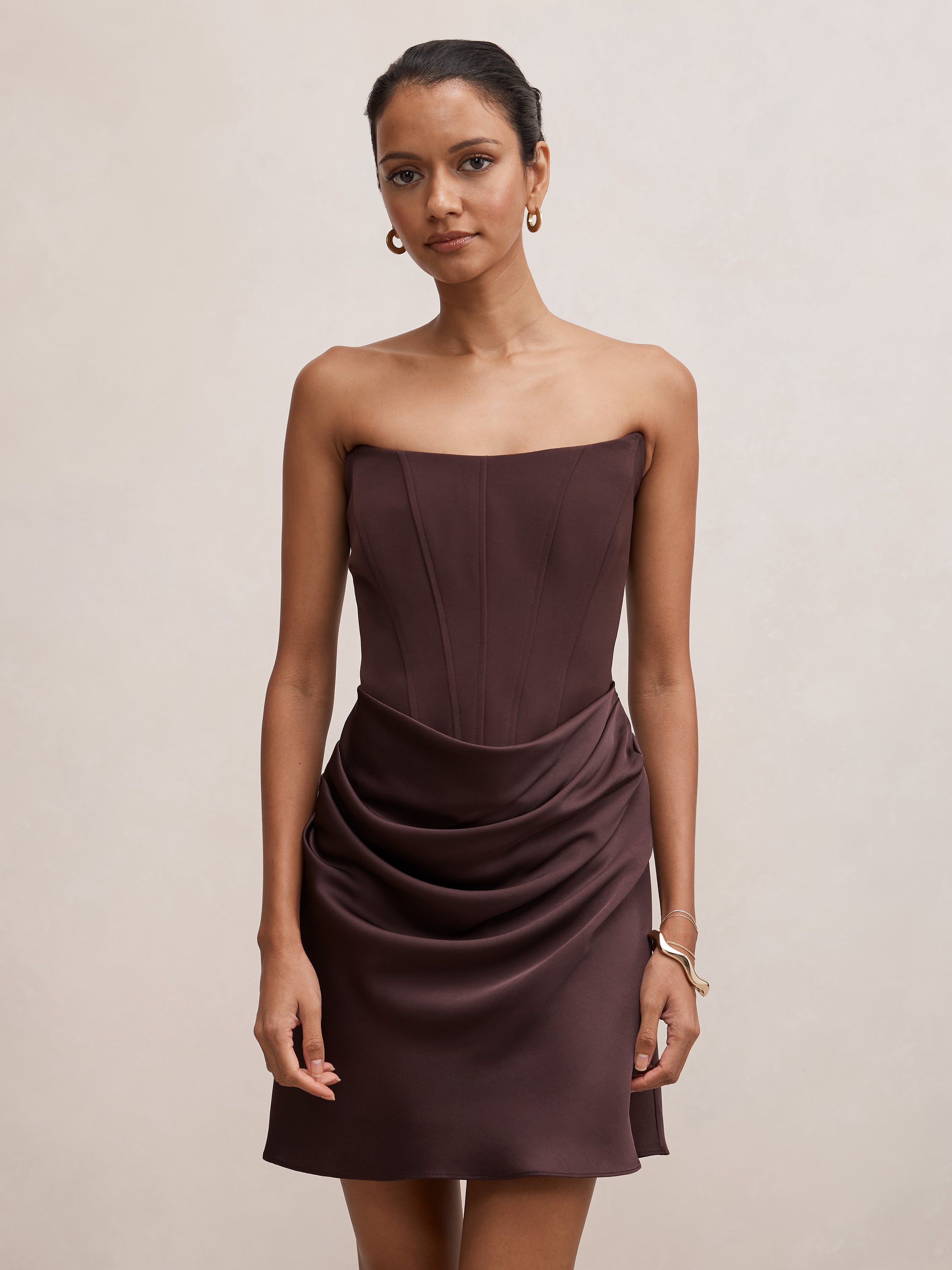 Isra Petite Drape Strapless Mini