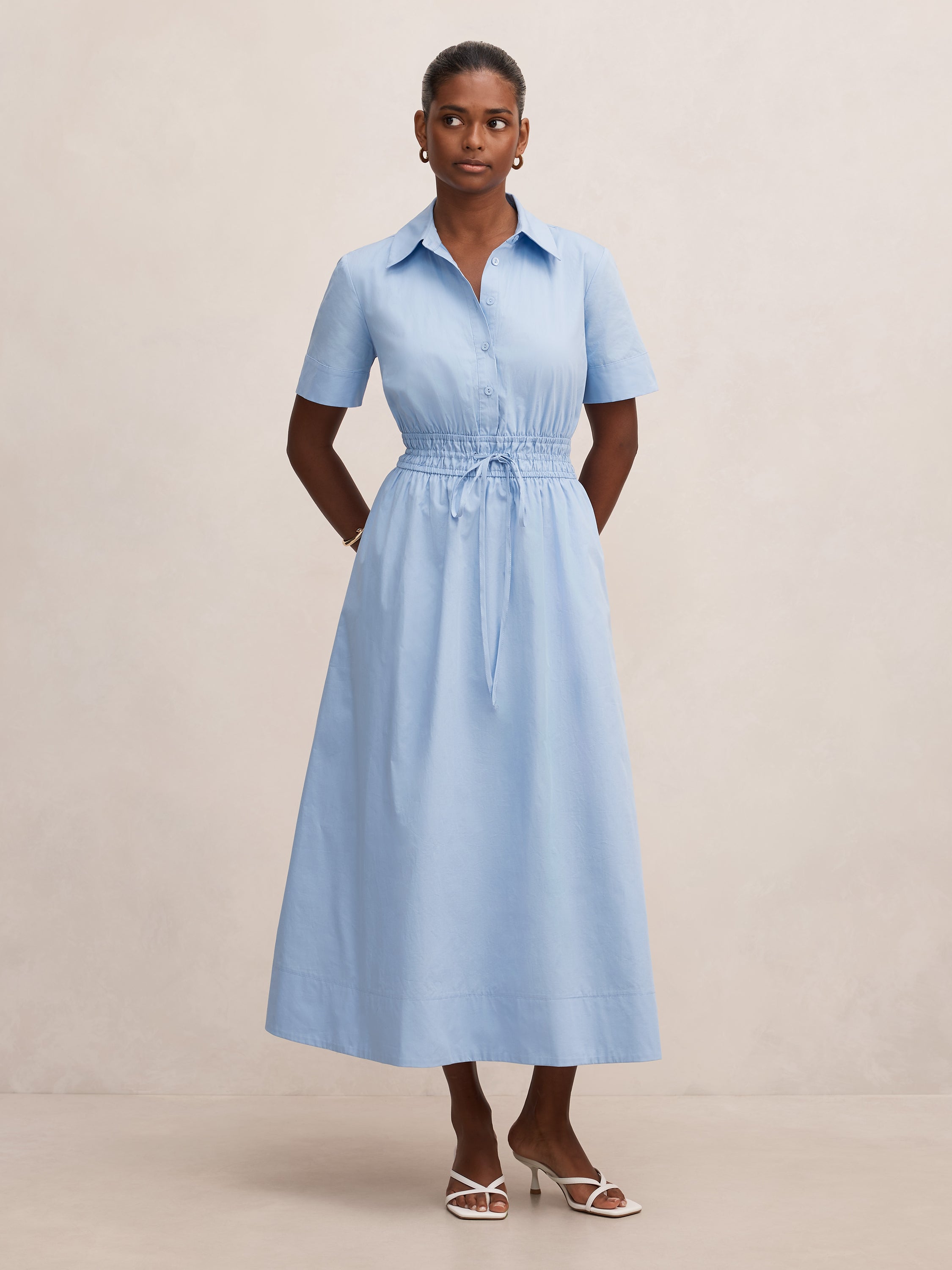 Buy Brynn Petite Elastic Waist Midi Dress - Hydrangea Blue