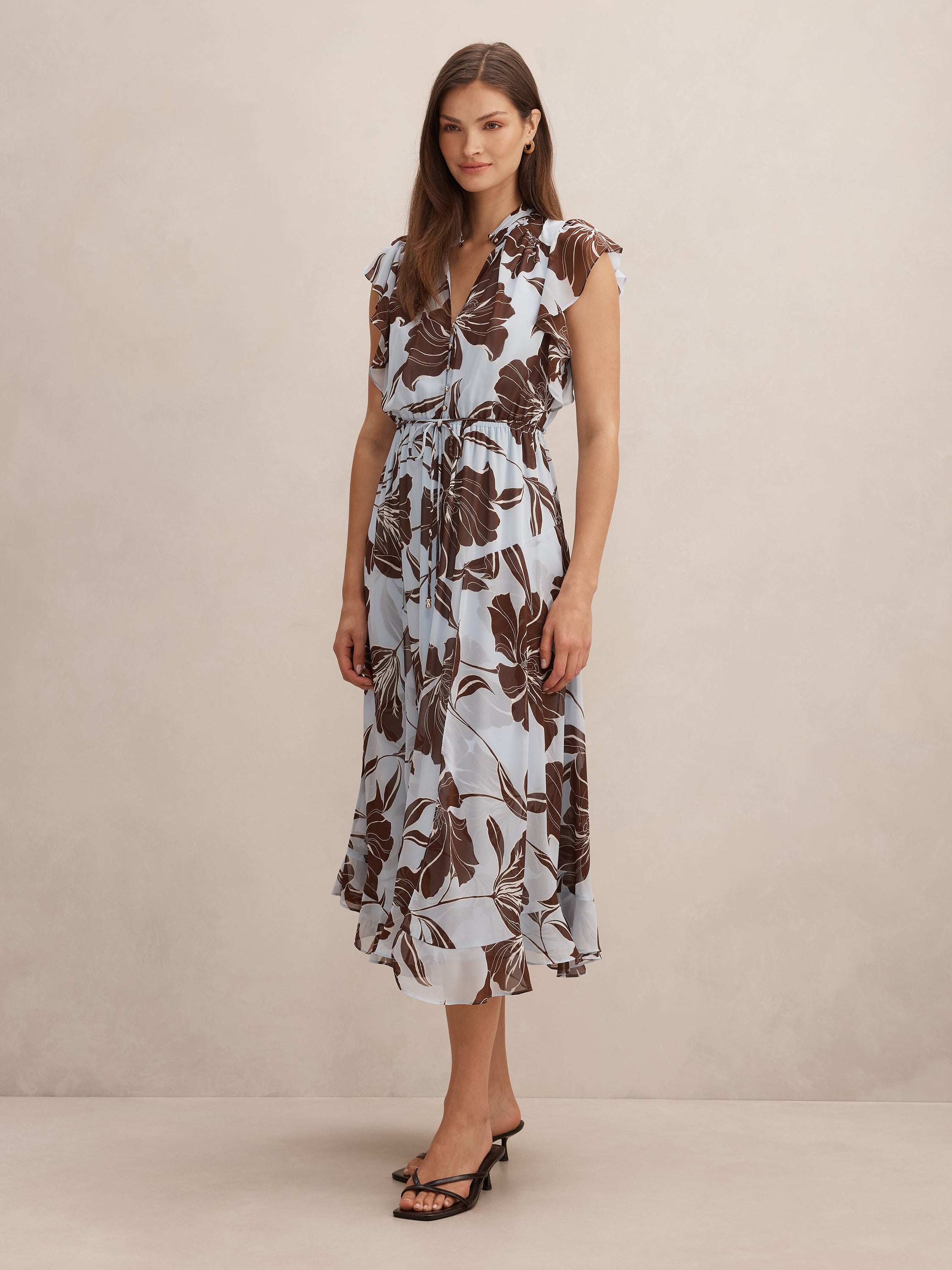 Maxwell Flutter Sleeve Midi Dress