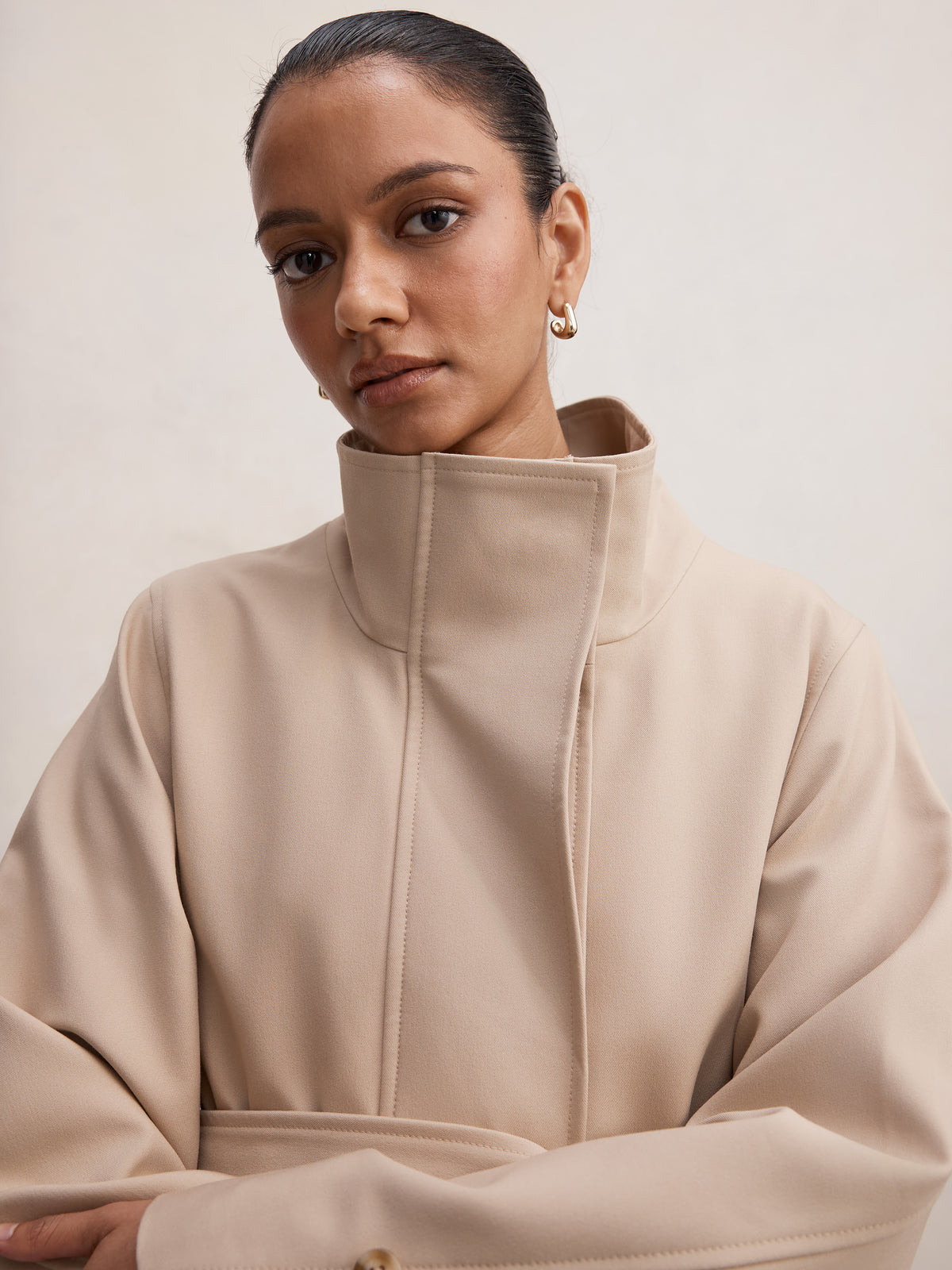 Florence Petite Funnel Neck Trench