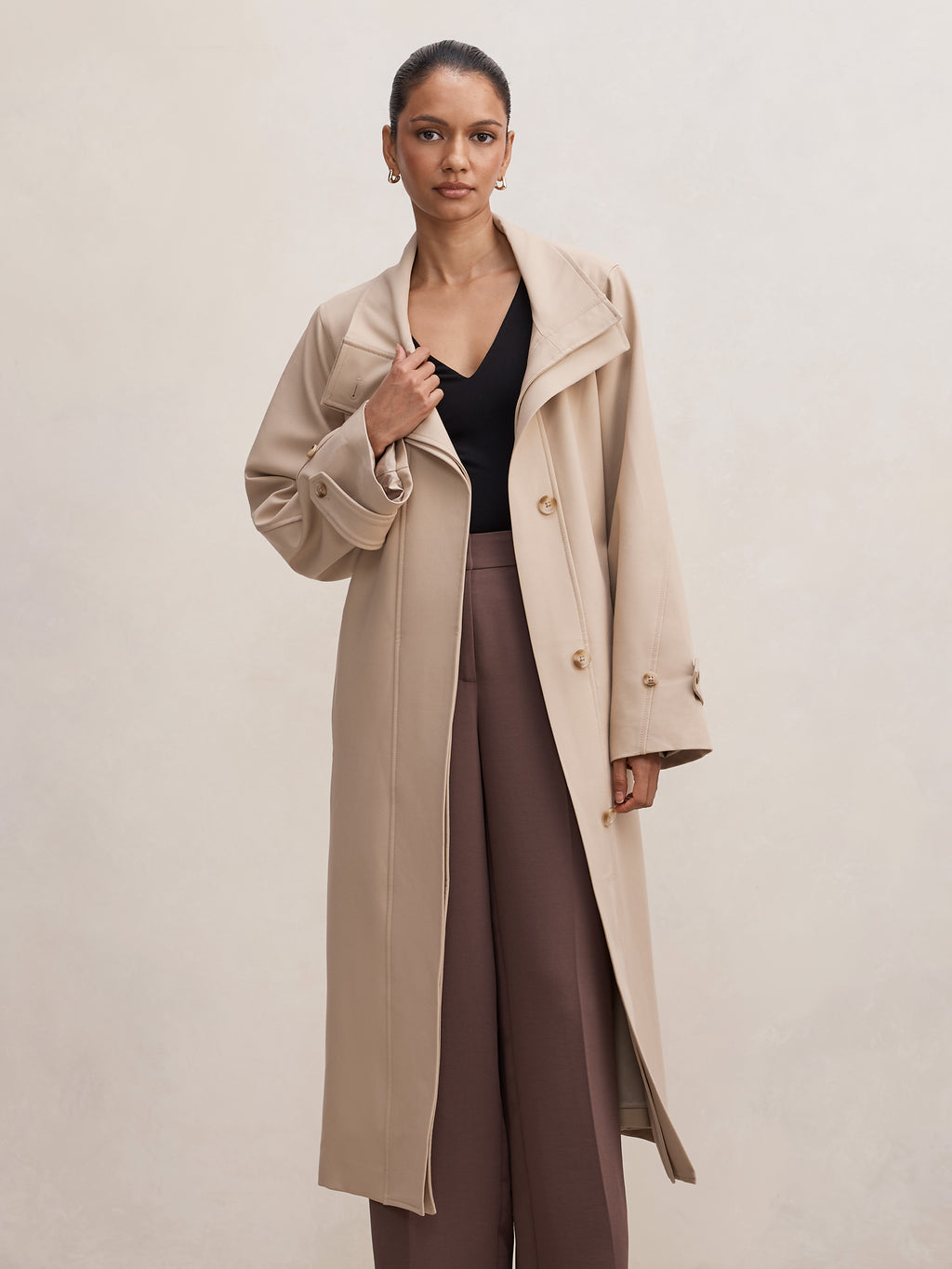 Florence Petite Funnel Neck Trench