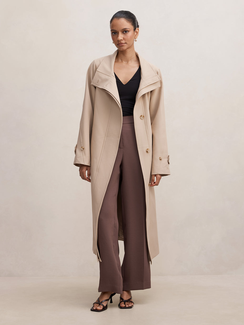 Florence Petite Funnel Neck Trench