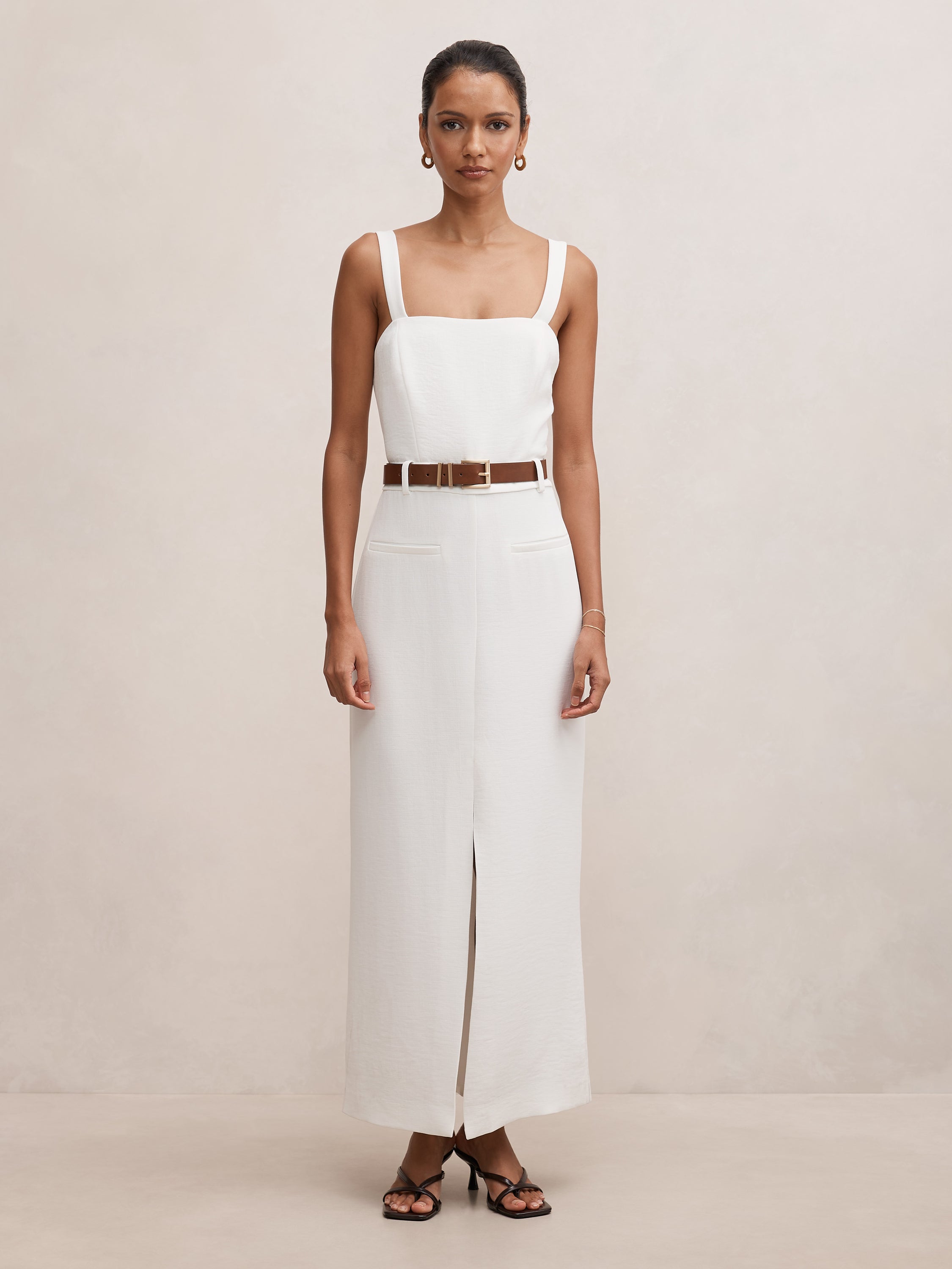 Sara Petite Tailored Column Midi Dress