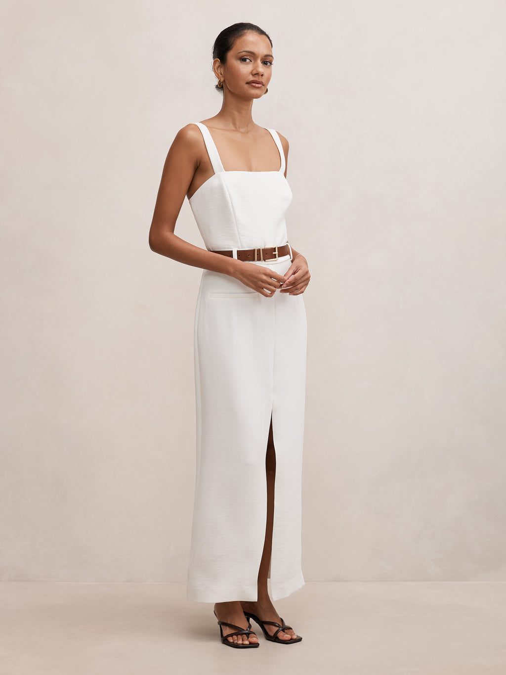 Sara Petite Tailored Column Midi Dress