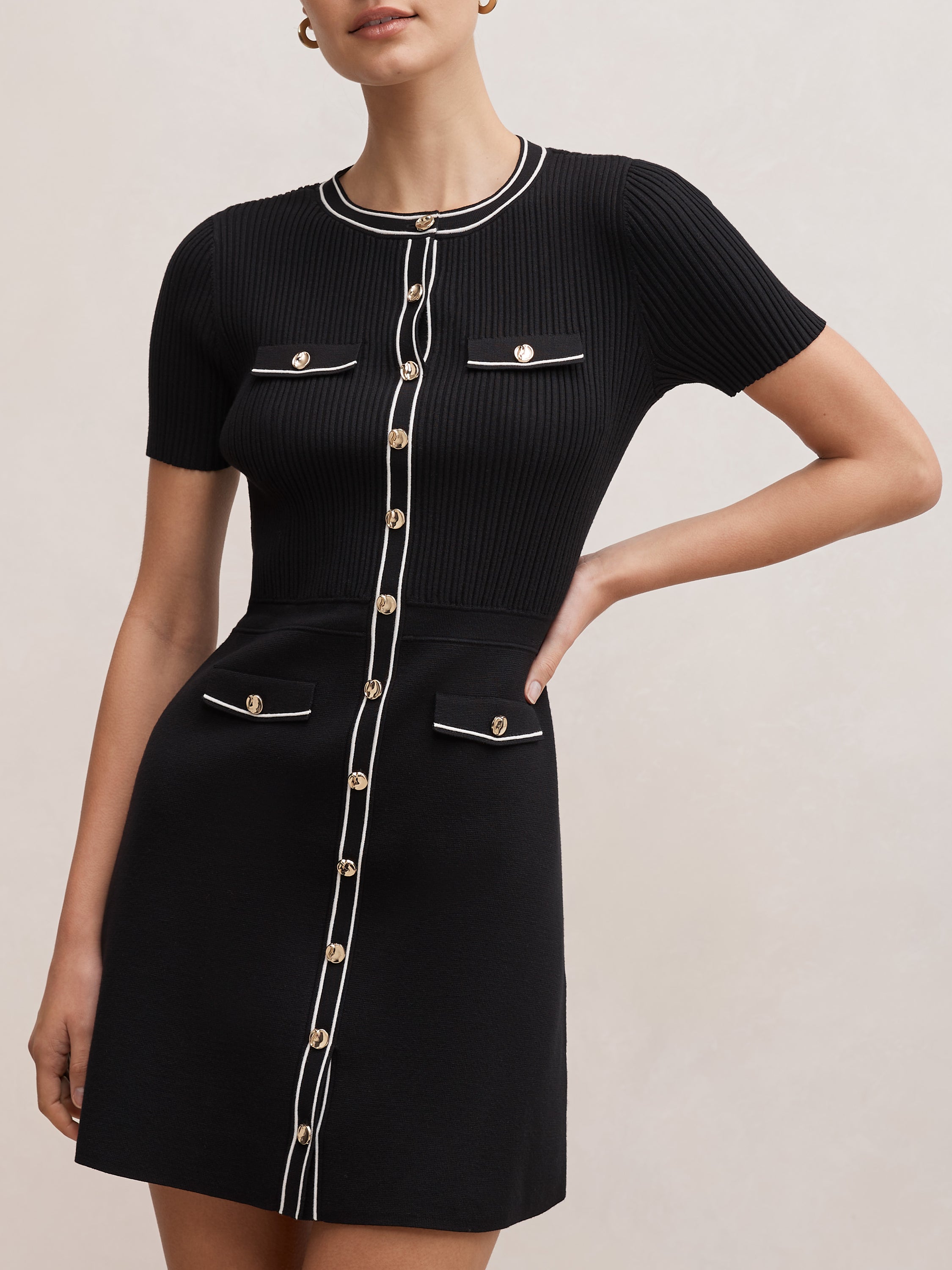 Isobella Tipped Knit Mini Dress