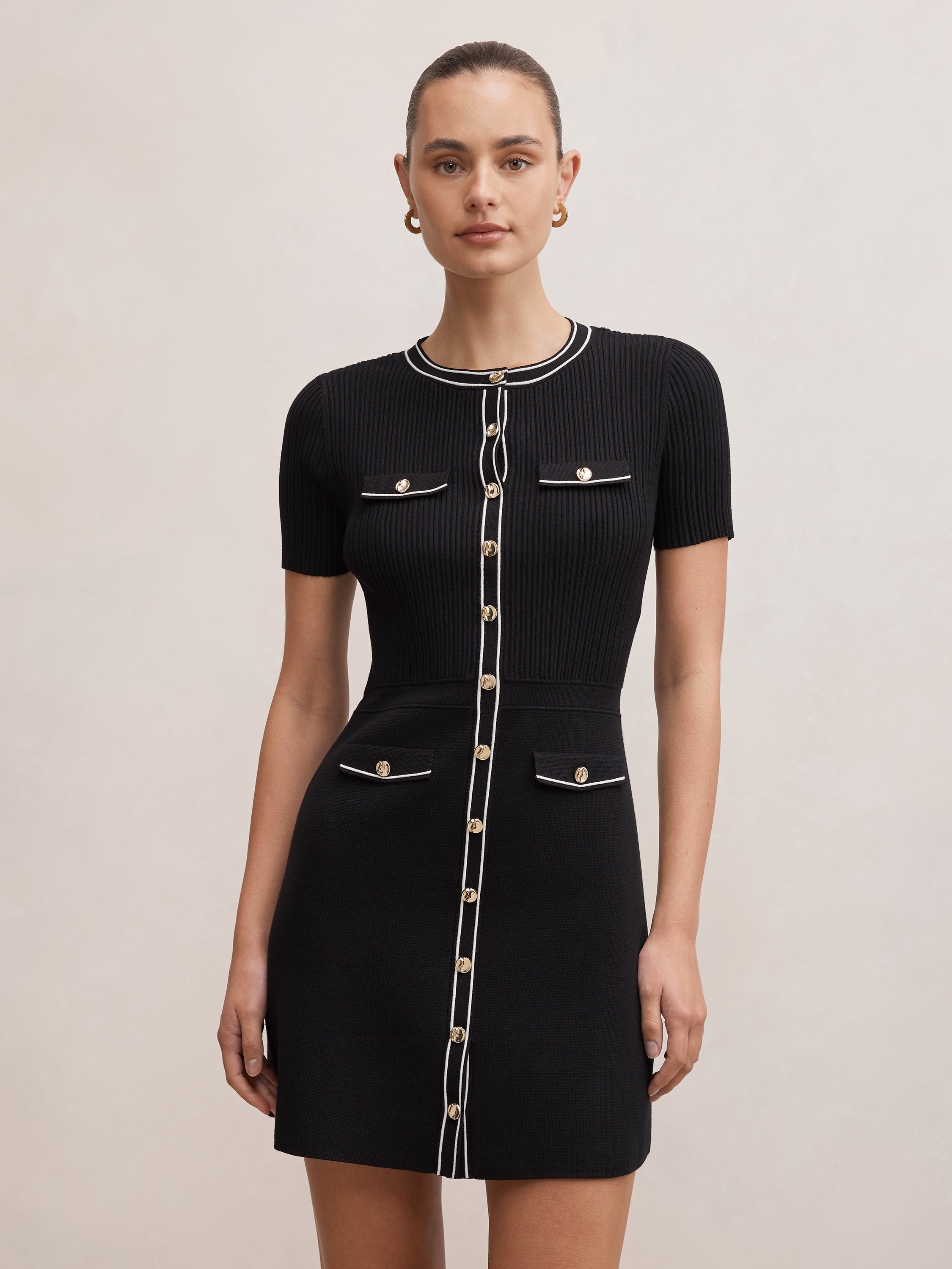 Isobella Tipped Knit Mini Dress