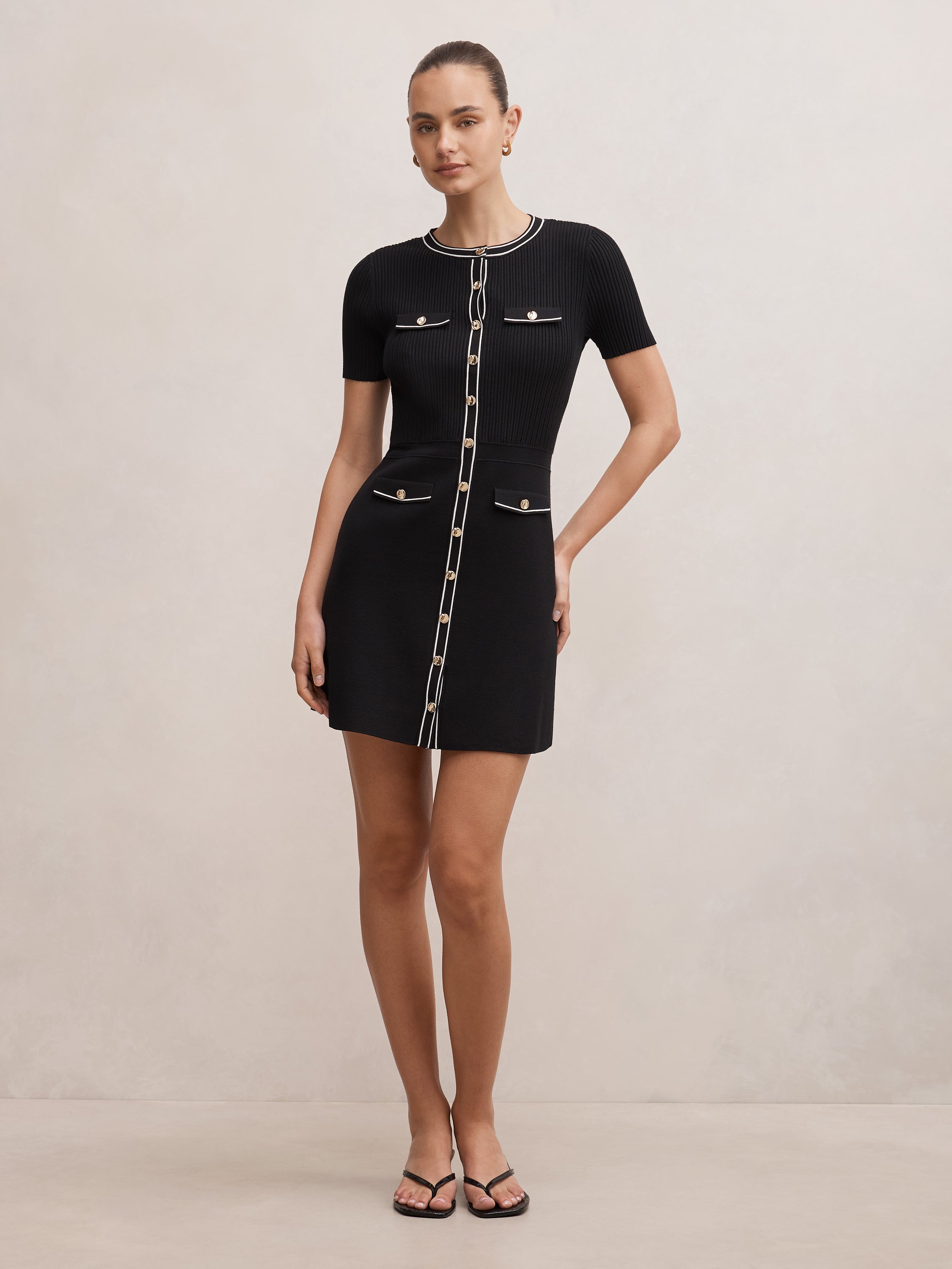 Isobella Tipped Knit Mini Dress