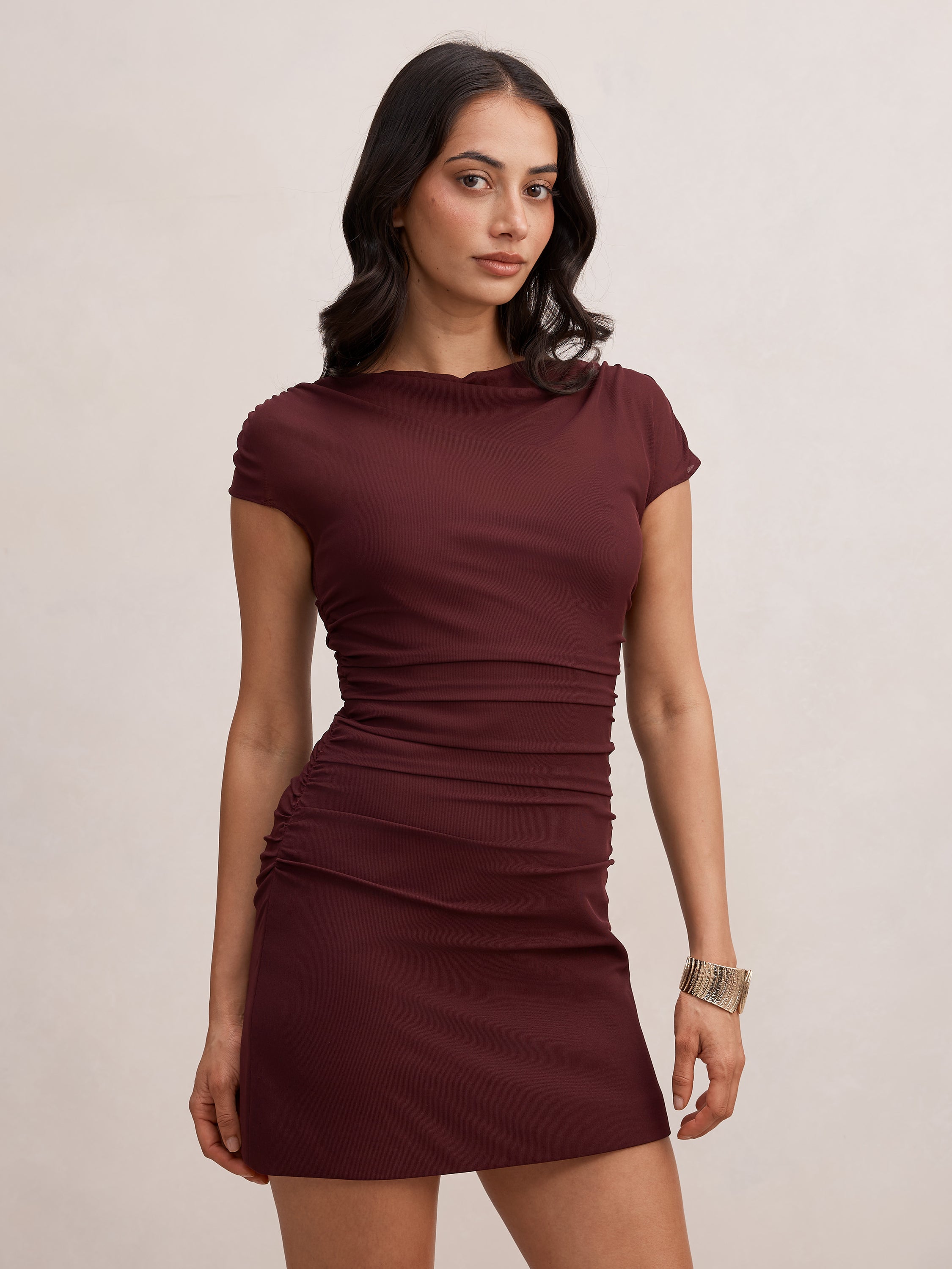 Vivianna Mesh Overlay Mini Dress