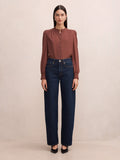 Khloe Picot Trim Long Sleeve Blouse